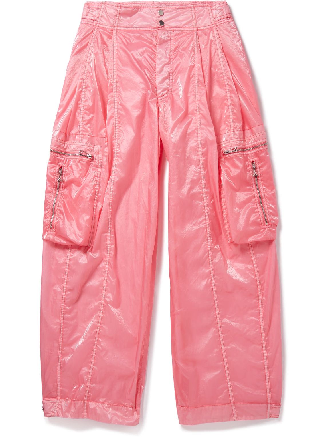 image of Bottega Veneta Bubblegum Pink Parachute Coated Nylon Cargo Pants, Men's (Size 32)
