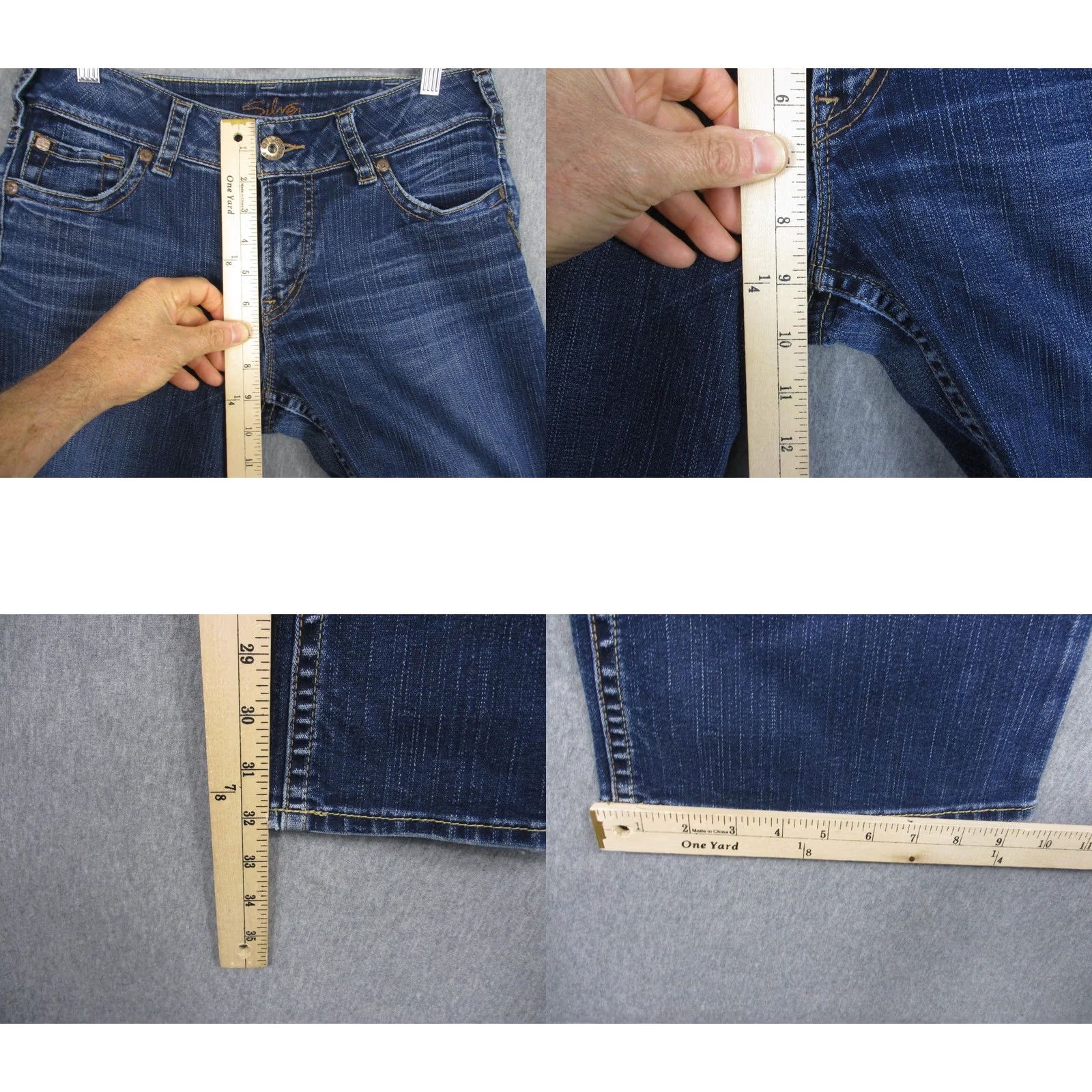 Silver Jeans Co. Silver Jeans Co Womens Suki Bootcut Jeans Medium Wash Blue W30x32 Distressed Size 30" / US 8 / IT 44 - 9 Thumbnail