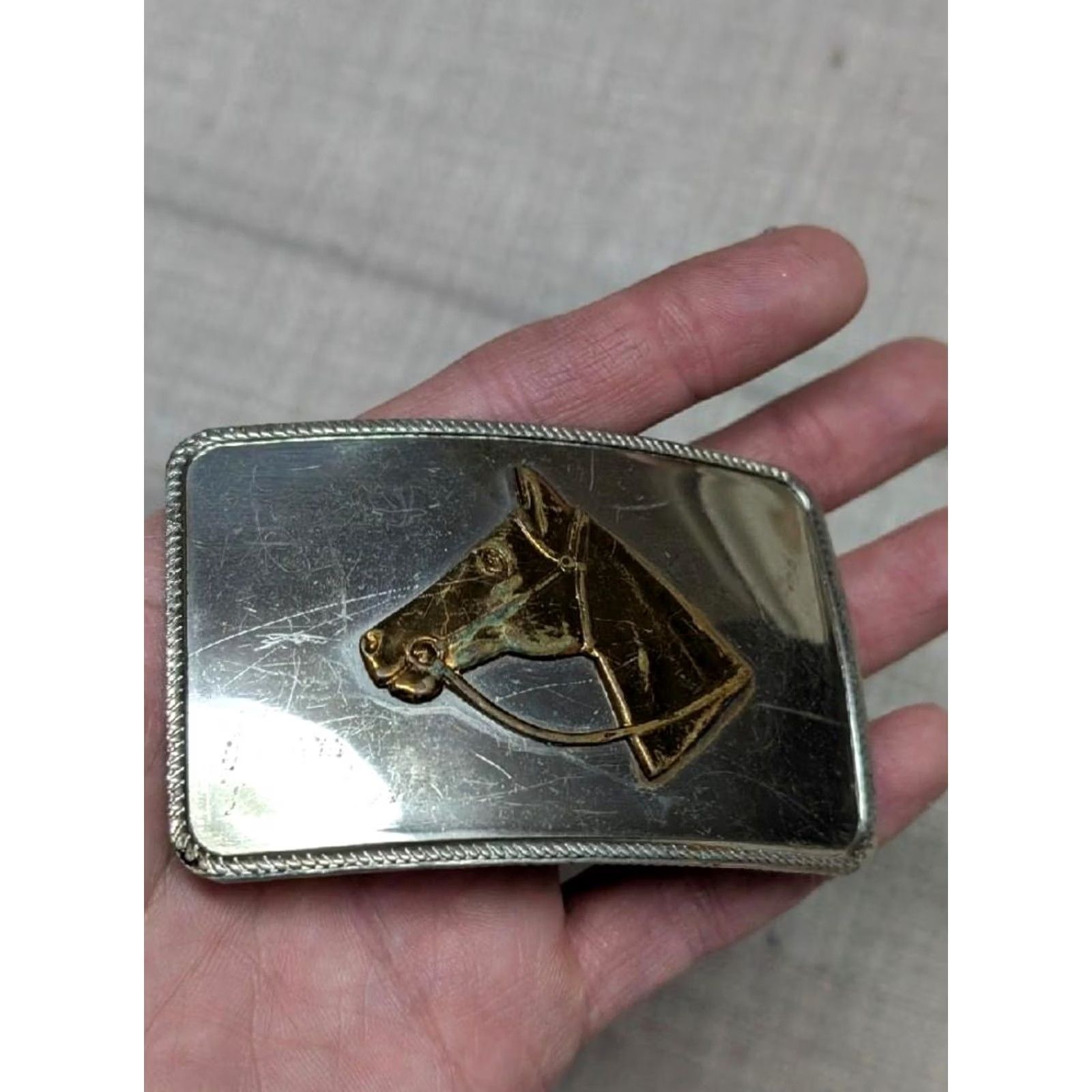 Vintage VINTAGE HORSE HEAD belt buckle MEN Western 1970s Nickel Silver rodeo cowboy belt buckle XS Size ONE SIZE - 2 Thumbnail