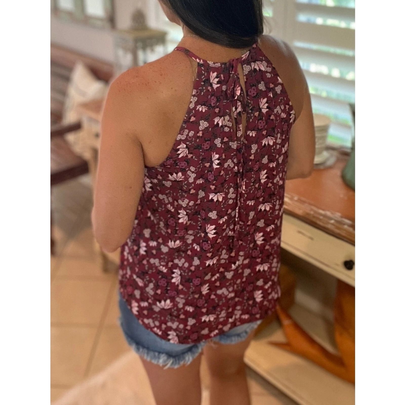 Buckle Black × Buckler Daytrip Red Floral Halter Tank Top Medium Size M / US 6-8 / IT 42-44 - 4 Thumbnail