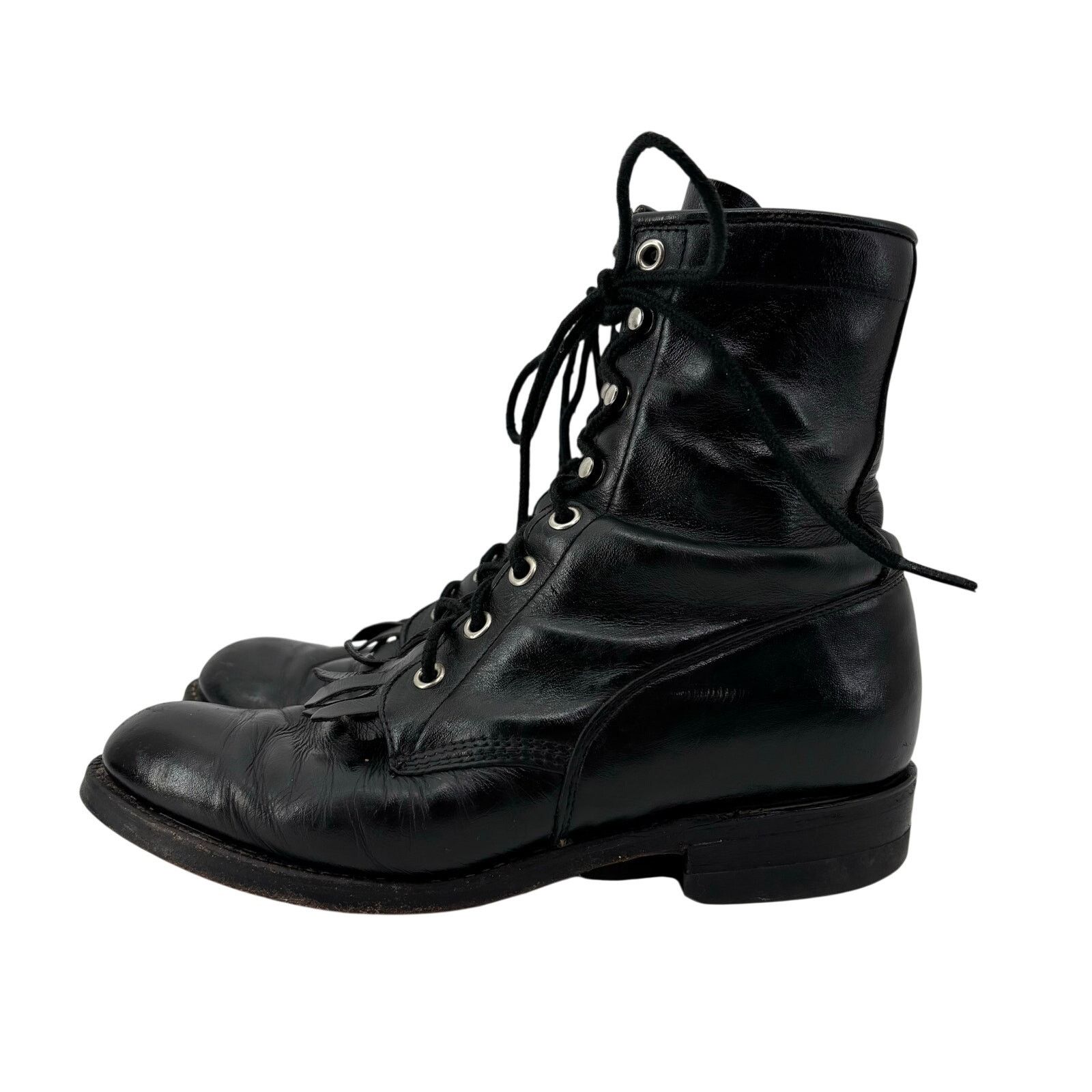Justin Boots Justin Womens Size 5.5 Boots USA Black Leather Western Roper Size US 5.5 / IT 35.5 - 1 Thumbnail
