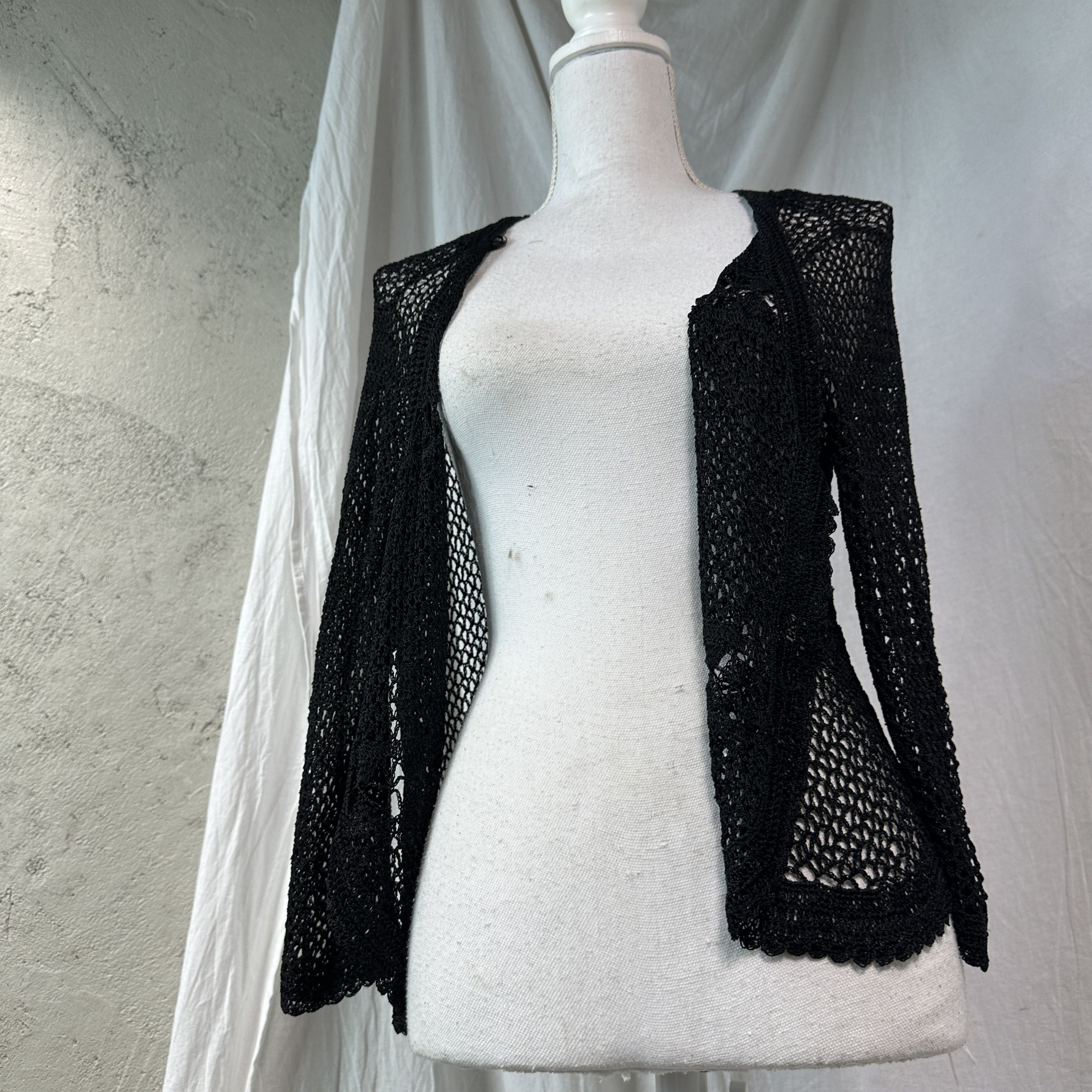 Vintage Vintage Avant Garde Crochet Fairy Mesh Viscose Cardigan Y2K Size L / US 10 / IT 46 - 8 Thumbnail