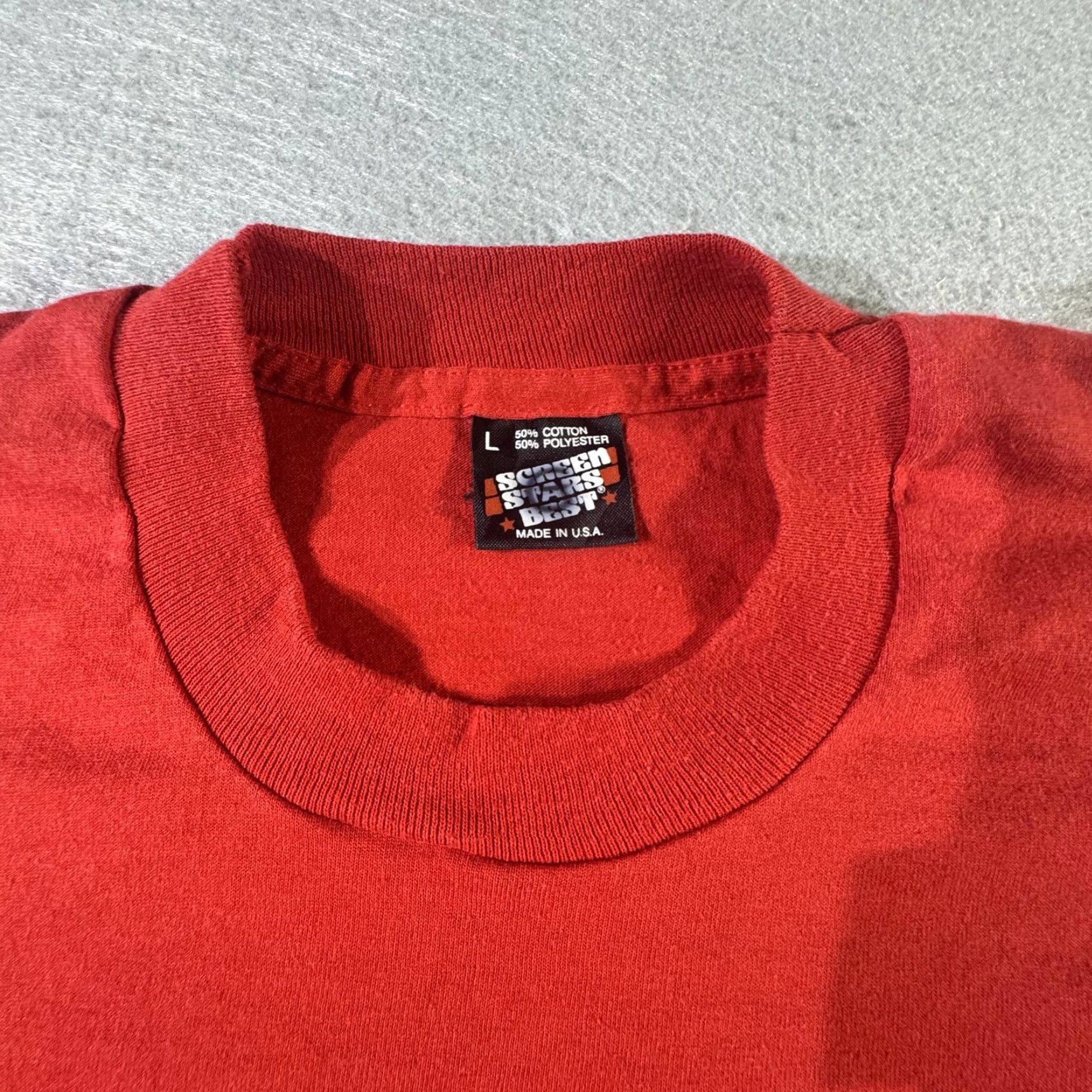Vintage VINTAGE Screen Stars Best Shirt Mens Large Red Crew Neck Short Sleeve Cotton Polyester 50/50 Single Stitch 80s 90s Tee Made in USA Mens Size US L / EU 52-54 / 3 - 4 Thumbnail