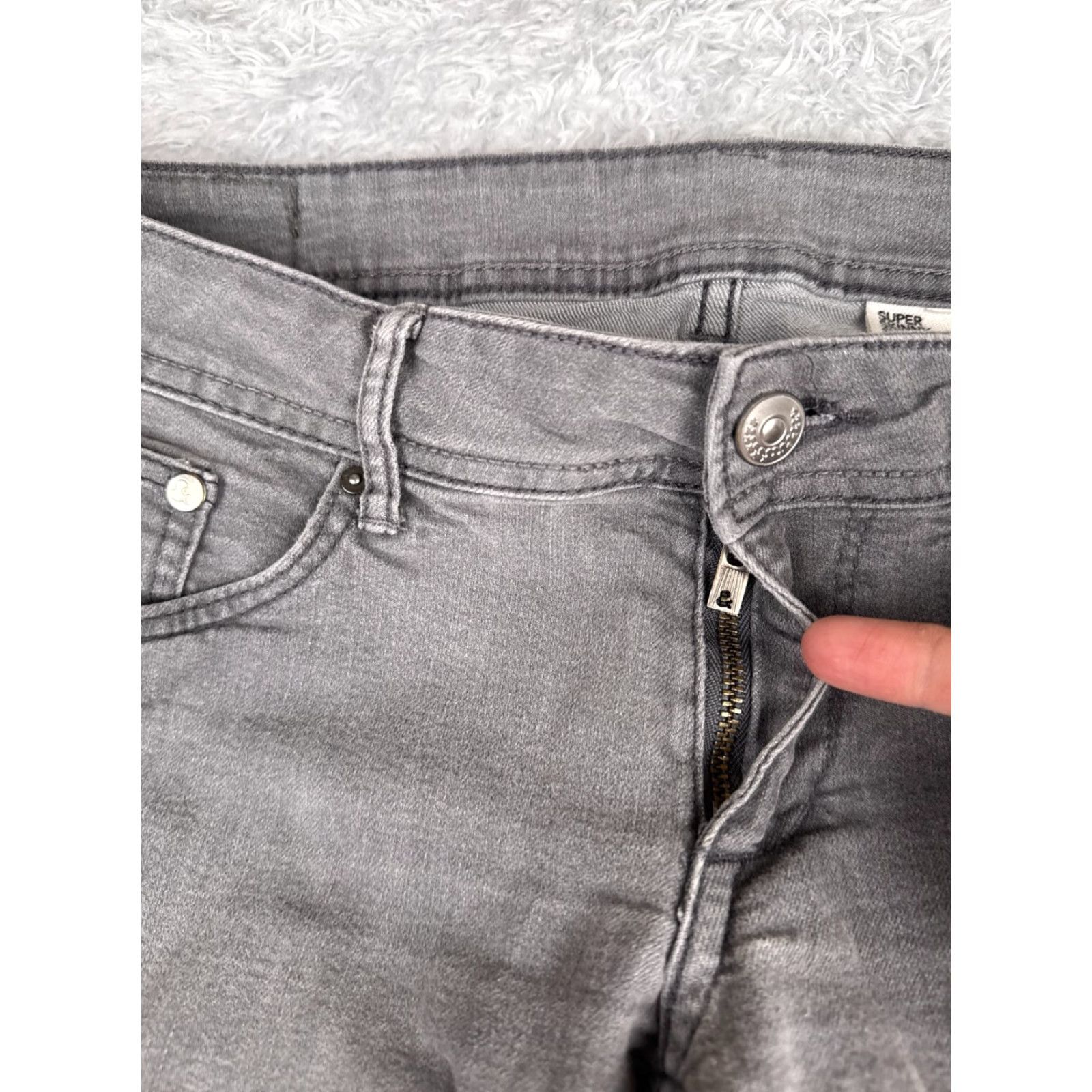 Denime &Denim Womens Jeans 29 Gray Super Skinny Low Waist Cotton 30x34 Size 29" - 5 Thumbnail