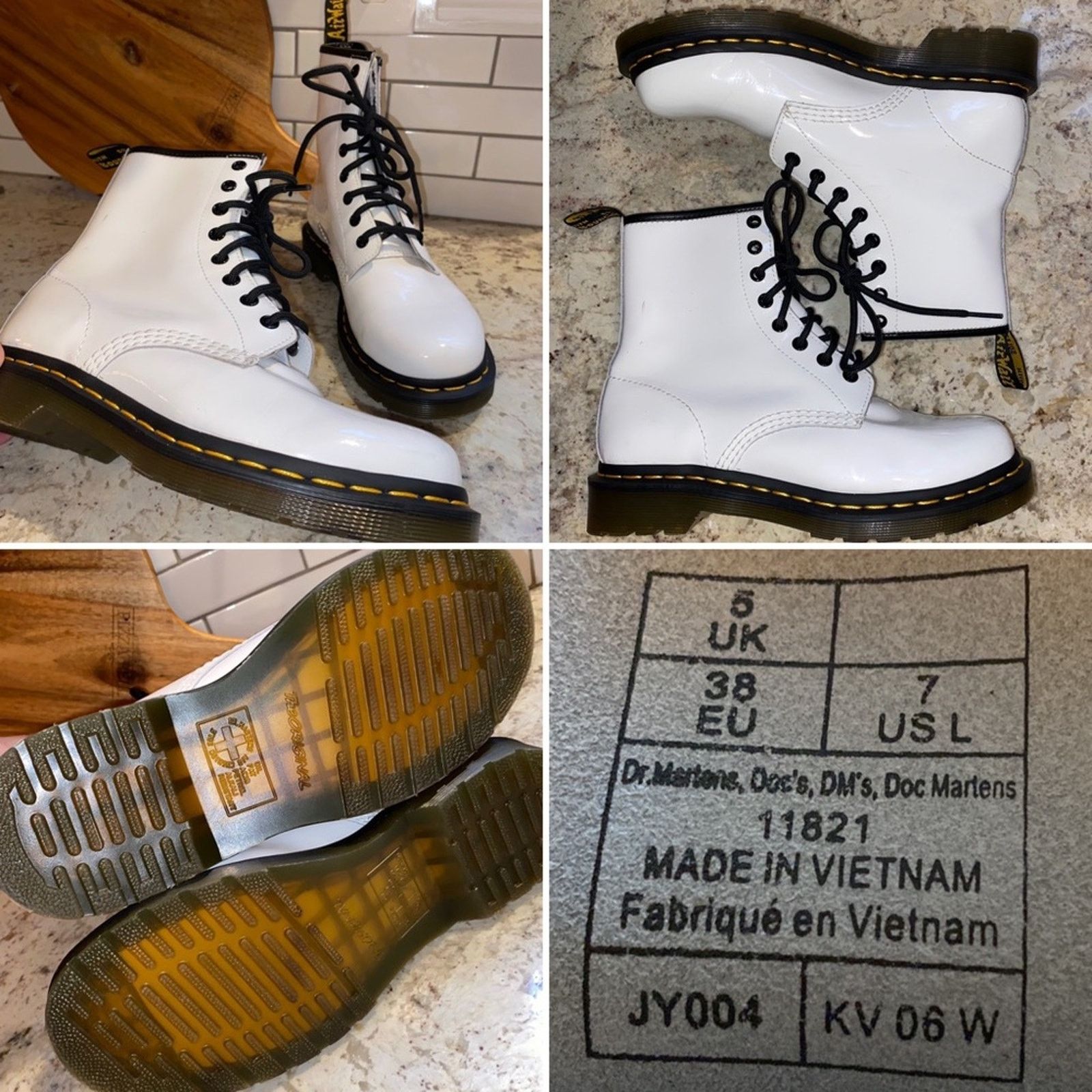 Dr. Martens Doc Dr Martens $150 11821 White Gloss Boots 8 Eye Women’s 7 Size US 7 / IT 37 - 1 Thumbnail