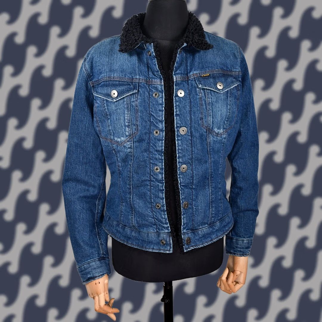 G-Star G-Star Raw 3301 Slim Sherpa Jacket WMN Sato Stretch Denim Blue M Women Jacket Sherpa Stretch Denim Slim Wool? (Note: original must be used) Size M / US 6-8 / IT 42-44 - 1 Thumbnail