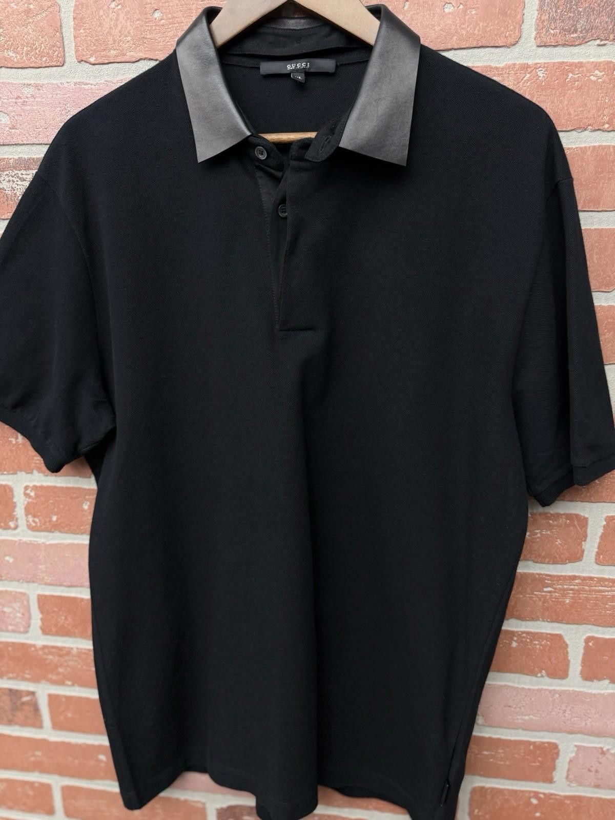 Gucci Gucci Polo T Shirt Black Leather Collar Size XL $850 Retail Size US XL / EU 56 / 4 - 4 Thumbnail