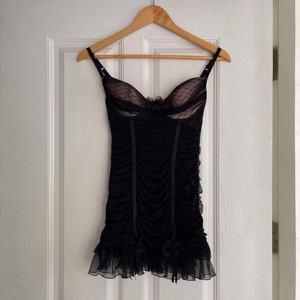 Victoria's Secret VS Black Mesh Mini Dress (36C/34D) Size ONE SIZE - 4 Thumbnail