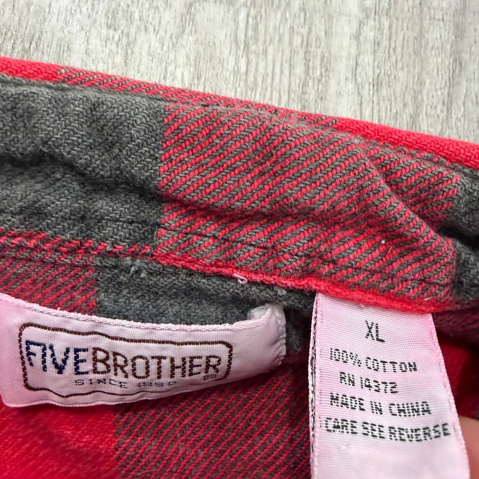 Vintage Vintage Five Brother Flannel Shirt Men XL Cropped Boxy Red Size US XL / EU 56 / 4 - 6 Thumbnail