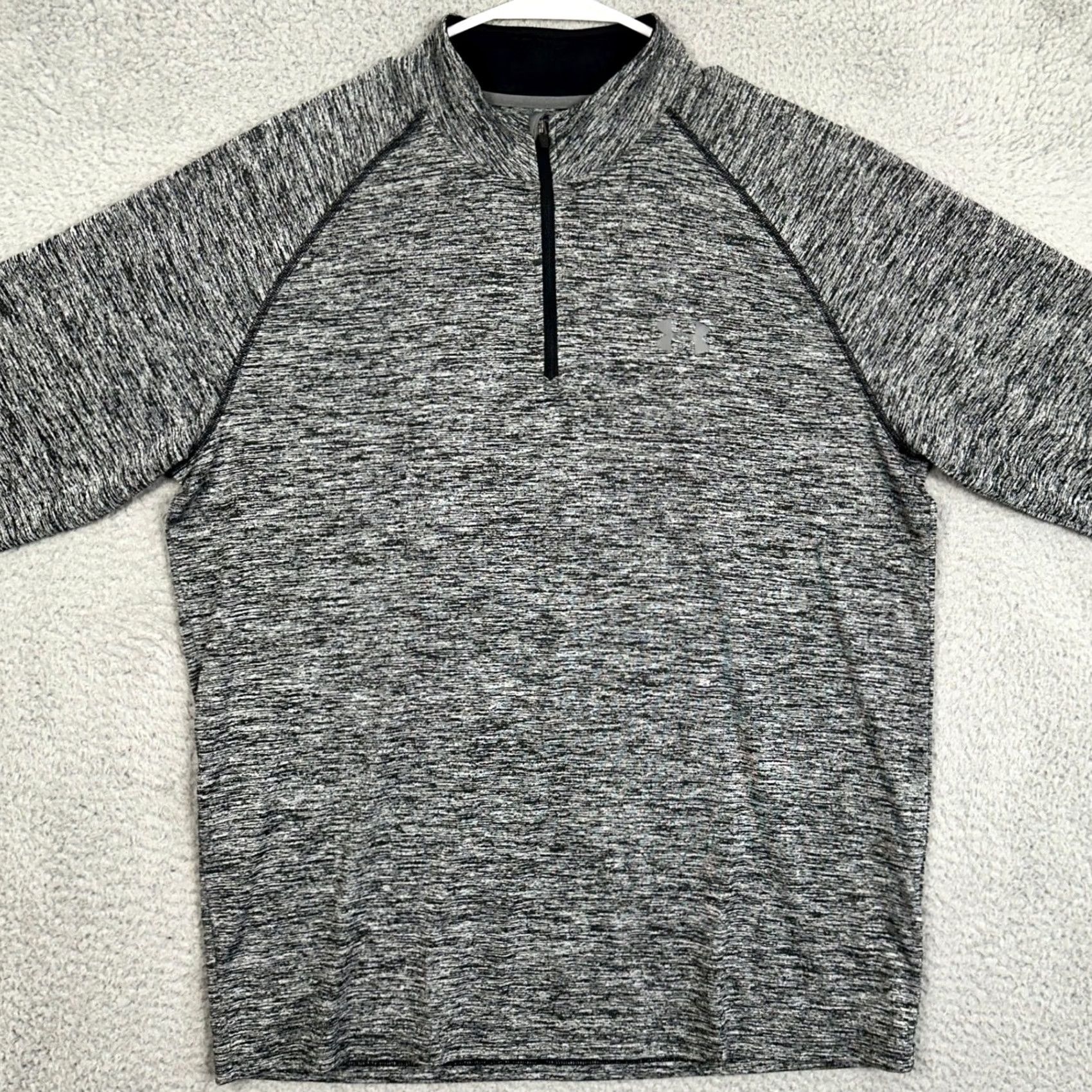 Under Armour Under Armour Shirt Mens Large Gray HeatGear Heather Quarter Zip Pullover EUC Size US L / EU 52-54 / 3 - 3 Thumbnail
