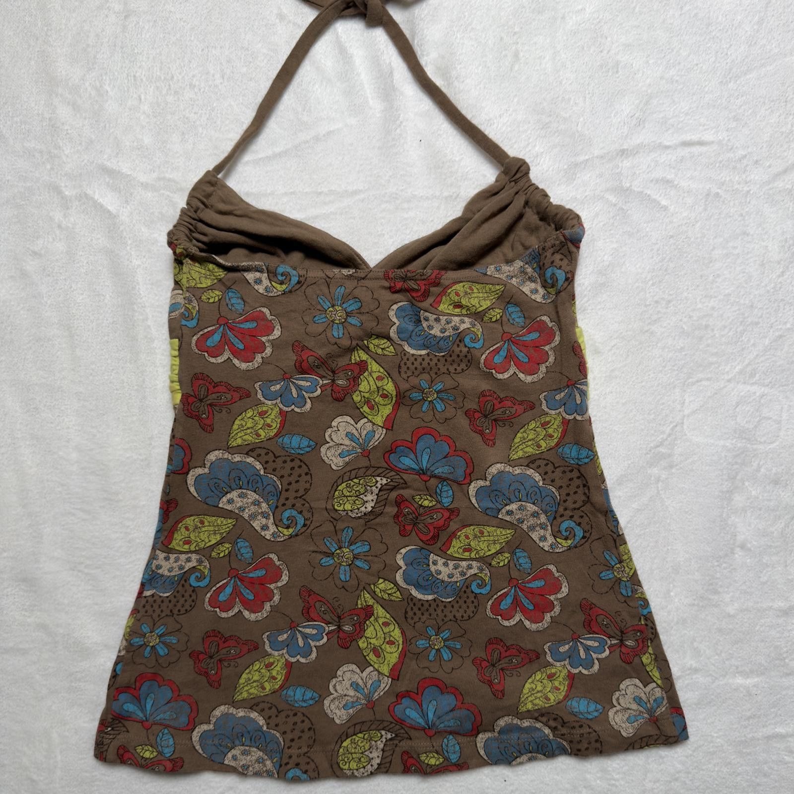 Unknown London 2000s Boho Floral Halter Top Small Size S / US 4 / IT 40 - 2 Thumbnail