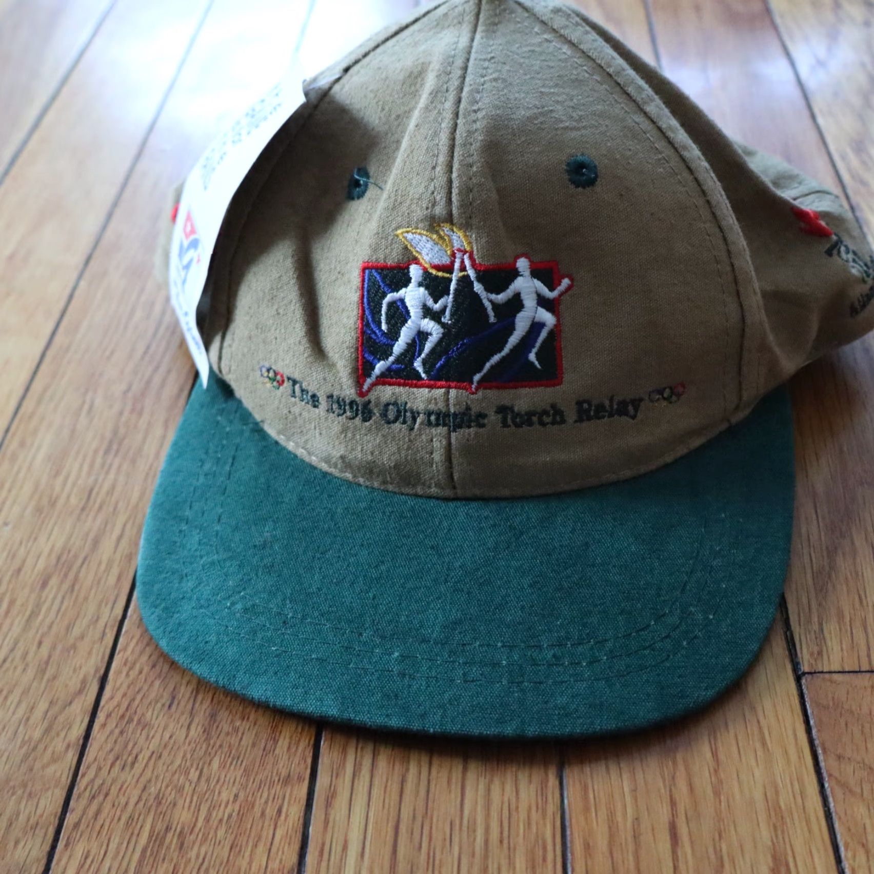 Vintage VINTAGE Olympic Games Collection Hat Men Snapback Green Brown Canvas Cap 1996 Atlanta Torch Relay Embroidered 90s Team USA Adjustable Size ONE SIZE - 3 Thumbnail