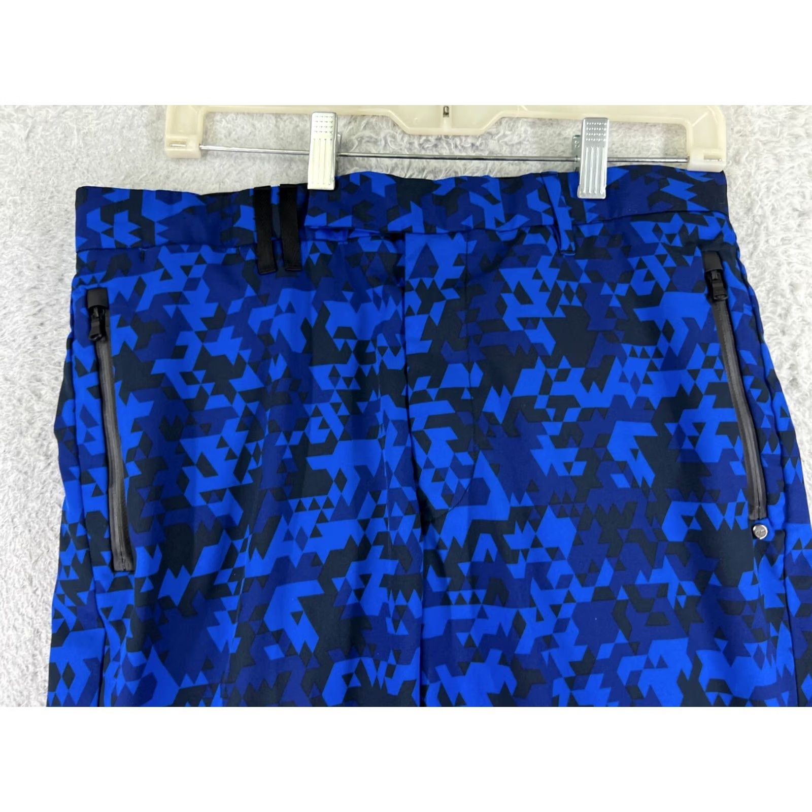 Under Armour Ralph Lauren RLX Pants Mens 32 Blue Crazy Triangle Pattern Golf Golfer Daly Poly Size US 32 / EU 48 - 7 Thumbnail