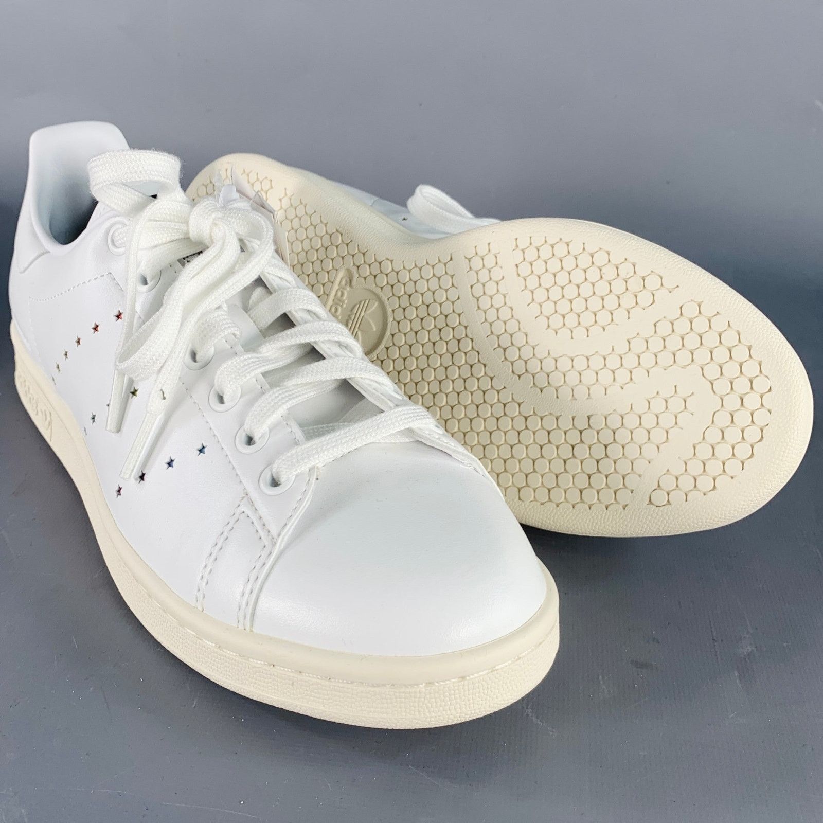 Adidas White Multi Color Leather Stars Lace-Up Low Top Sneakers Size US 8.5 / EU 41-42 - 6 Thumbnail