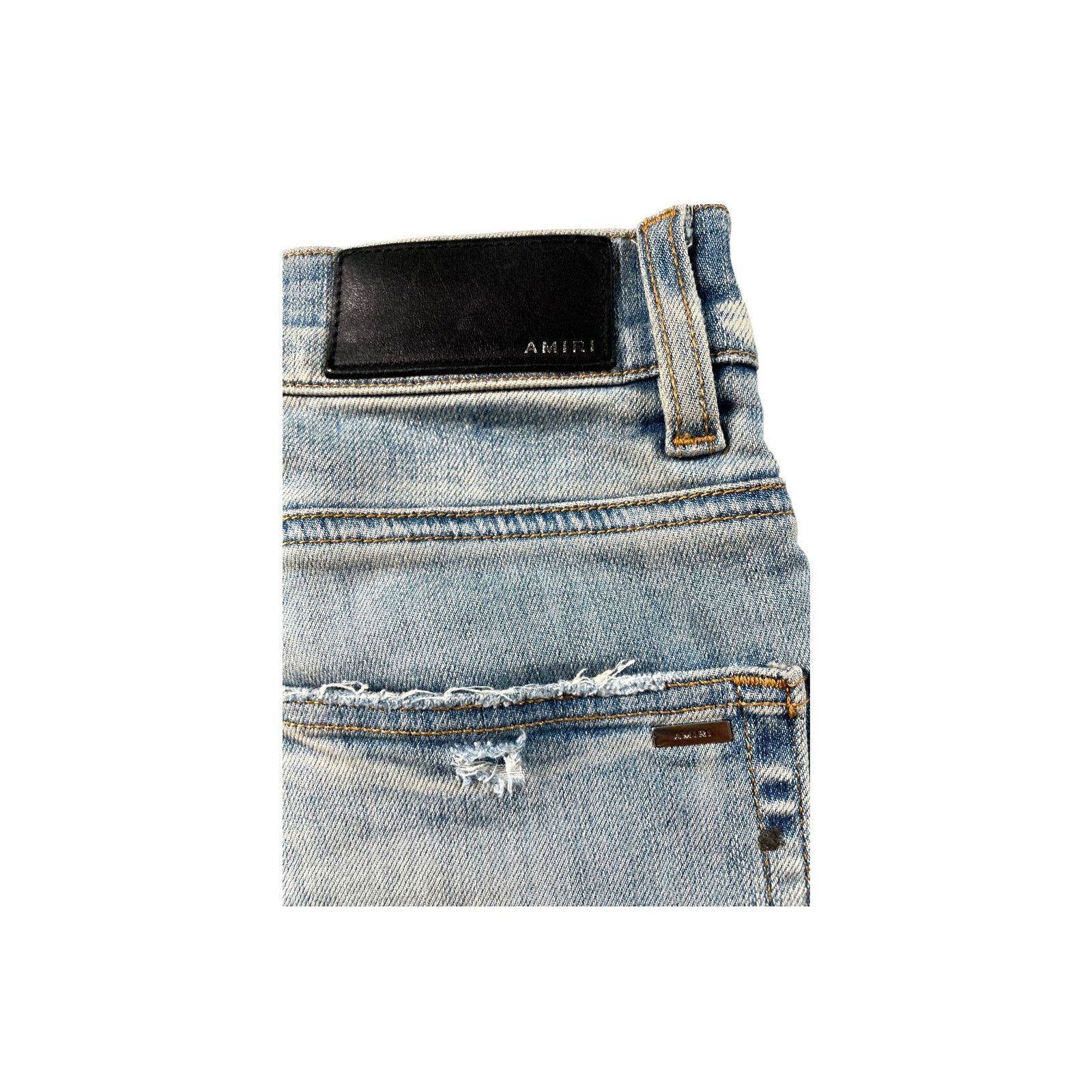 Amiri Amiri "MX1" Patch Light Wash, Baby Blue & Red Jeans Size US 30 / EU 46 - 4 Thumbnail