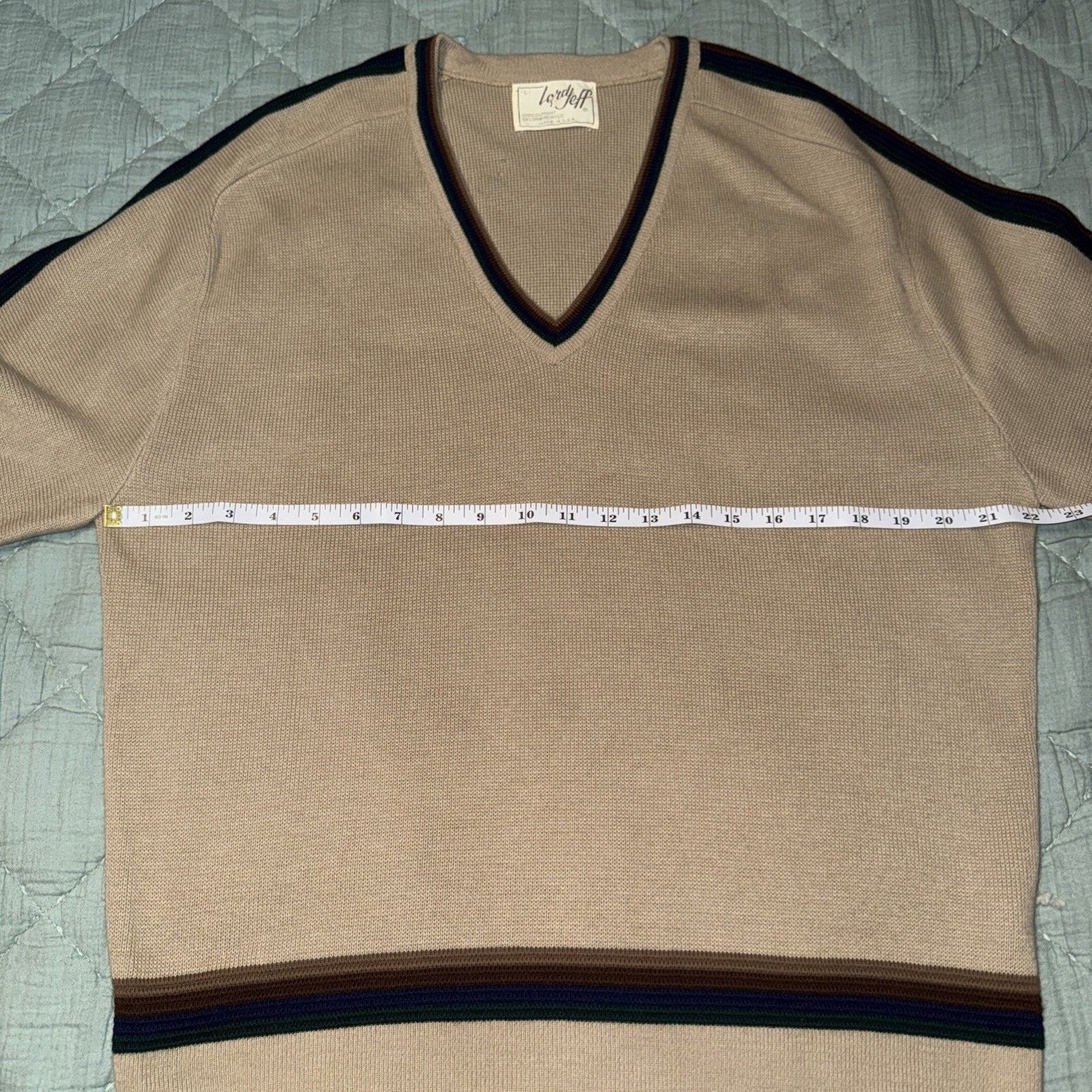 Other Lord Jeff 70’s Vintage V-neck Beige Sweater Made In USA SZ L Size US L / EU 52-54 / 3 - 10 Thumbnail
