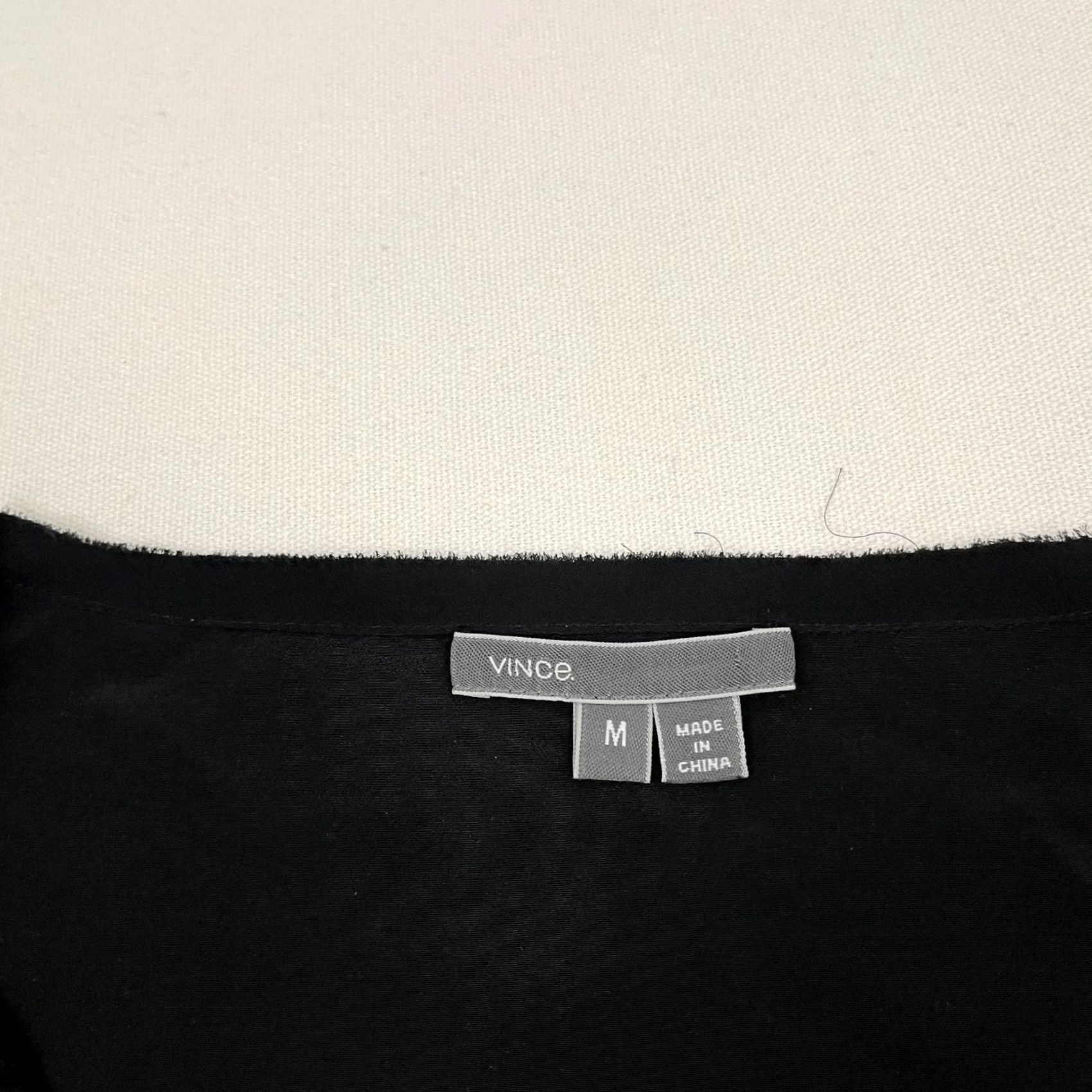 Vince Vince Blouse Womens Medium 100% Silk Black Frayed Hem Casual Office Career Work Shirt Adult Regular Black 3/4 Sleeve Womens Size M / US 6-8 / IT 42-44 - 2 Thumbnail