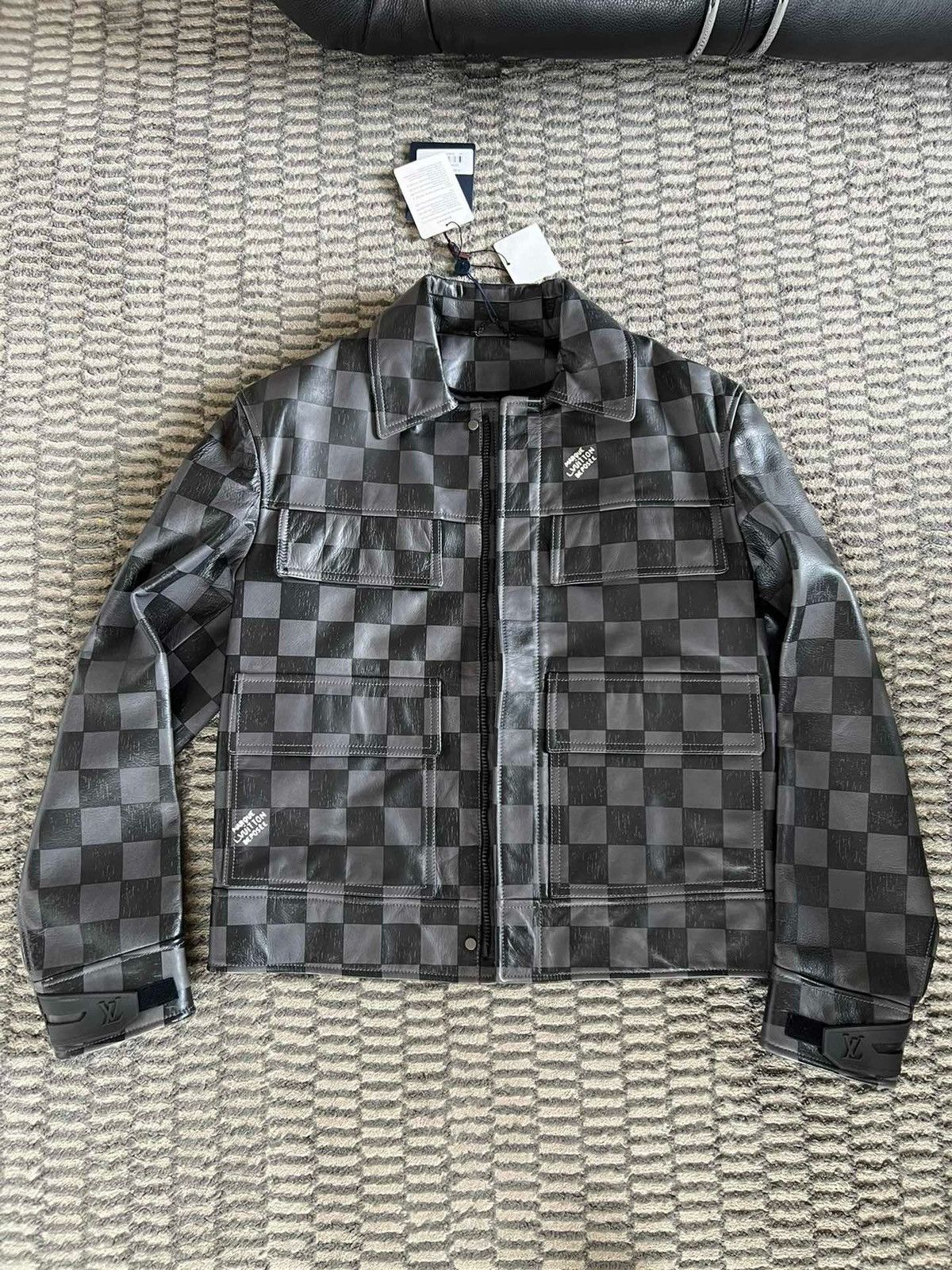 Louis Vuitton Louis Vuitton Damier leather jacket 48 NWT | Grailed