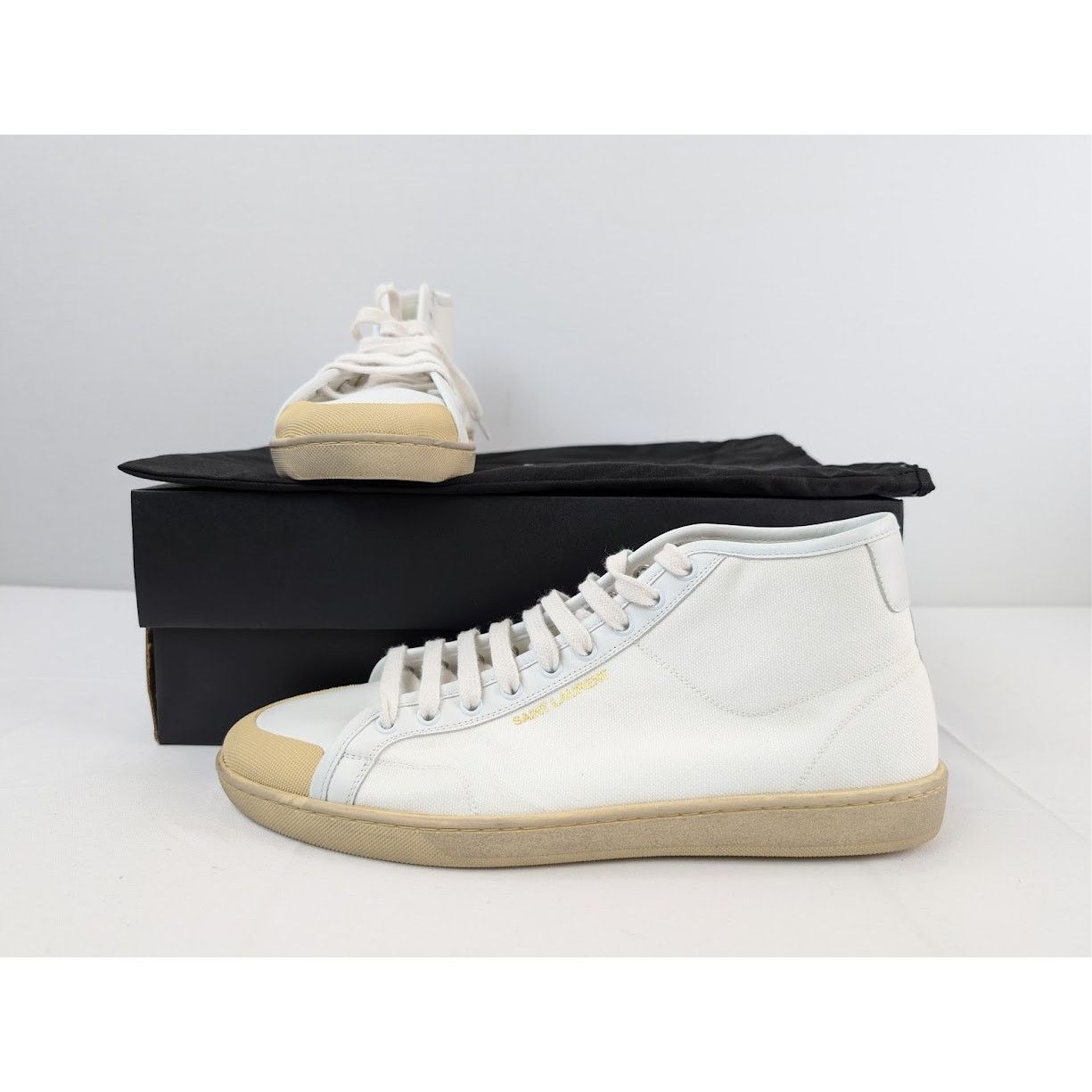 Saint Laurent Paris o1rshd1 Mid-Top Sneakers in Off-White Size US 12 / EU 45 - 19 Thumbnail