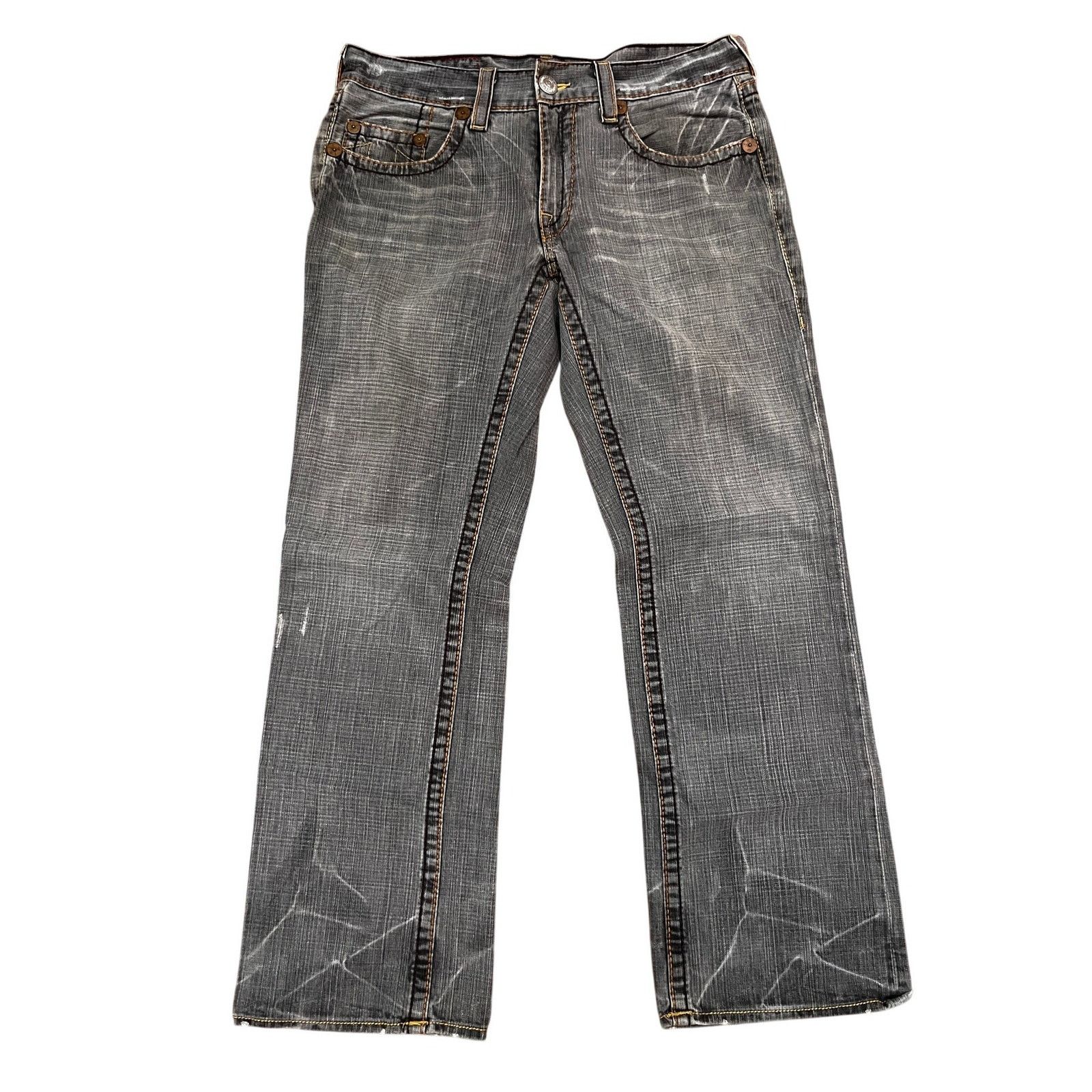 True Religion Vintage True Religion Bobby Big T Gray Straight Leg Jeans Size US 36 / EU 52 - 2 Thumbnail