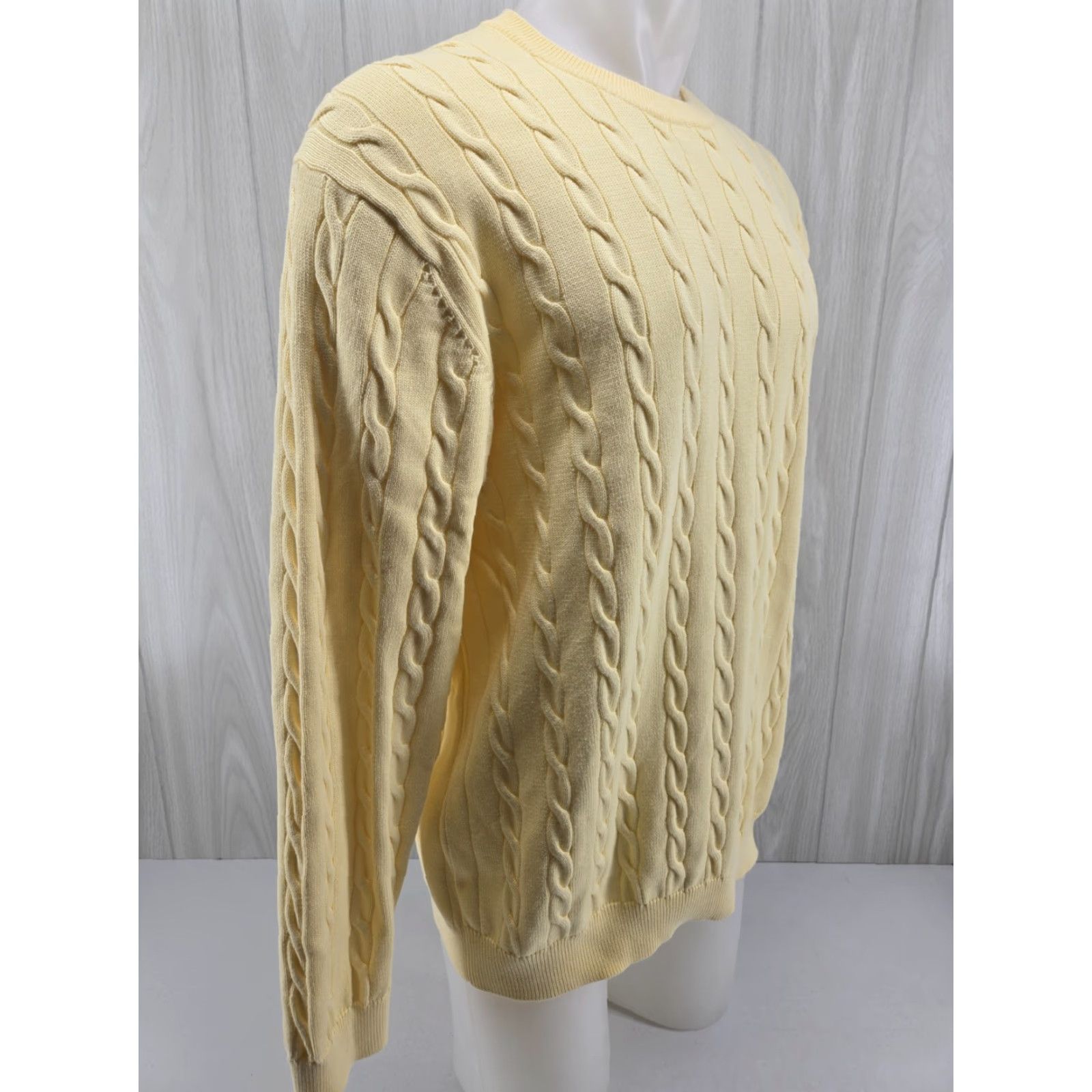 Vintage Duck Head Cable Knit Sweater Yellow Men’s XL Long Sleeve Crew Neck Pullover Size US XL / EU 56 / 4 - 6 Thumbnail