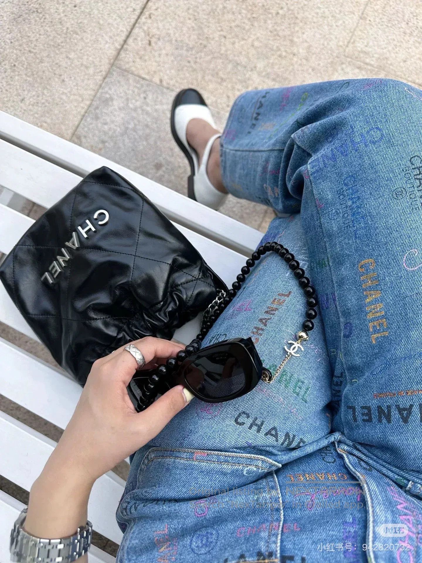 Chanel colorful chanel logo blue denim pants. Size US 38 / EU 54 - 8 Thumbnail