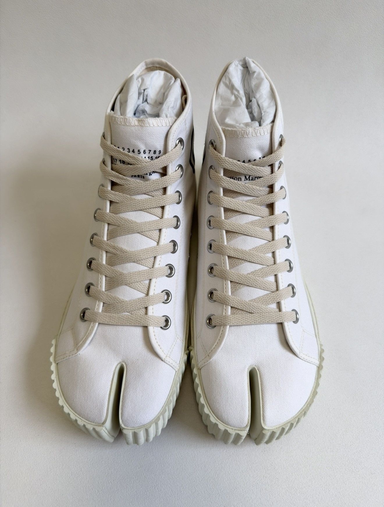 Maison Margiela White Canvas High Top Tabi Sneakers Size US 9 / EU 42 - 1 Thumbnail