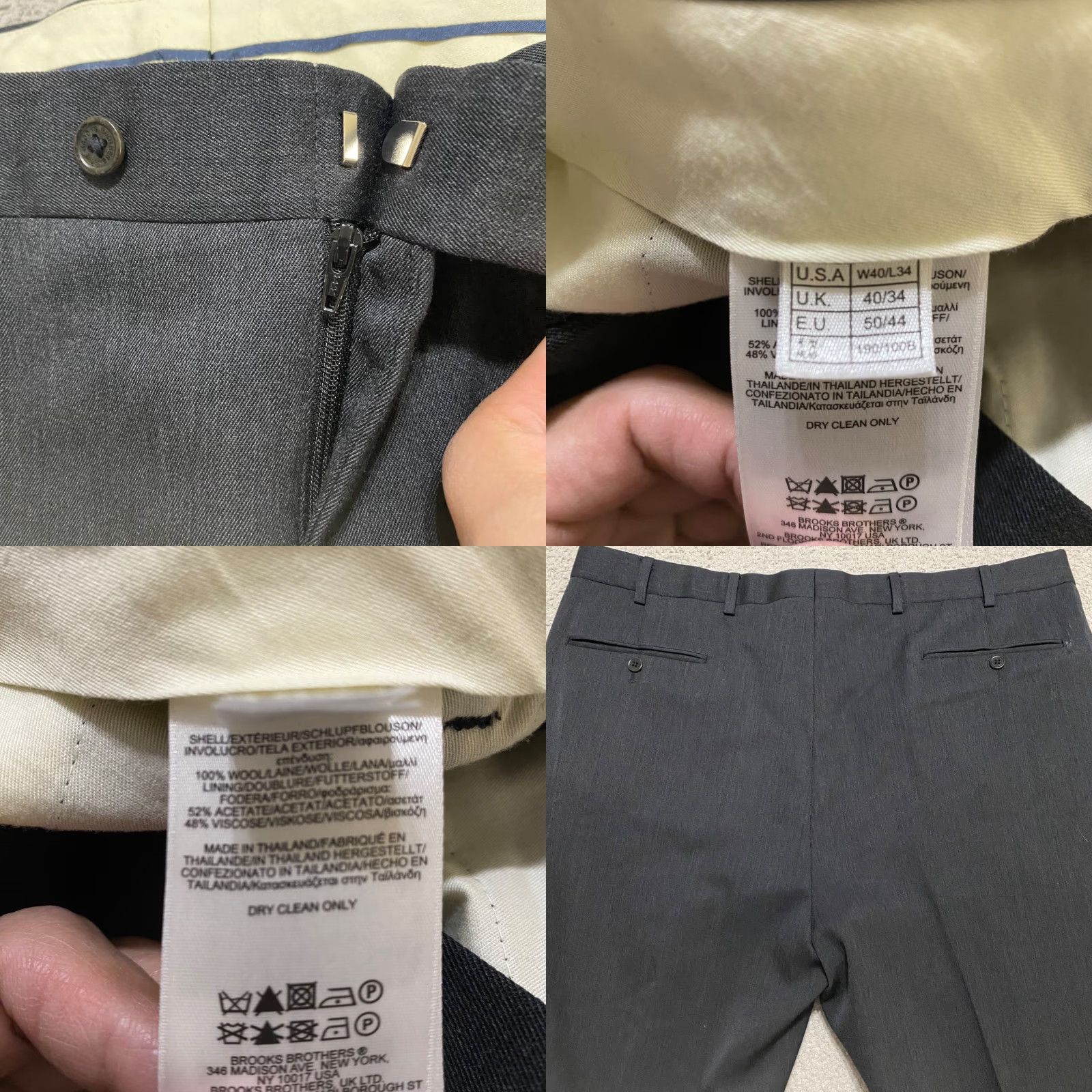 Brooks Brothers Brooks Brothers Dress Pants Gray Madison Relaxed Straight Mens 40x34 Wool Flat Front Regular Straight 31 Inseam Size US 40 / EU 56 - 8 Thumbnail