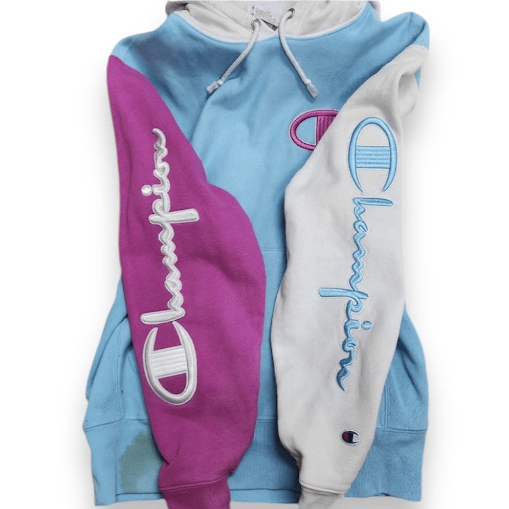 Champion × Vintage Vintage Reverse Weave Champion Multicolour Distressed Hoodie Size US L / EU 52-54 / 3 - 17 Thumbnail
