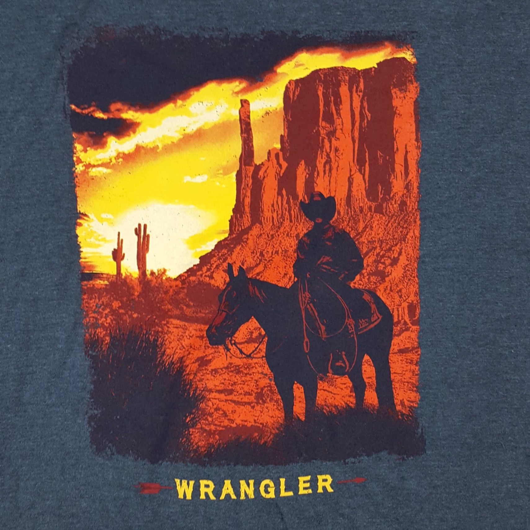 Wrangler VINTAGE Wrangler Men's T-Shirt Short Sleeve Crew Neck 00s Cowboy Horse Graphic Retro Southwestern Gray XL Size US XL / EU 56 / 4 - 3 Thumbnail