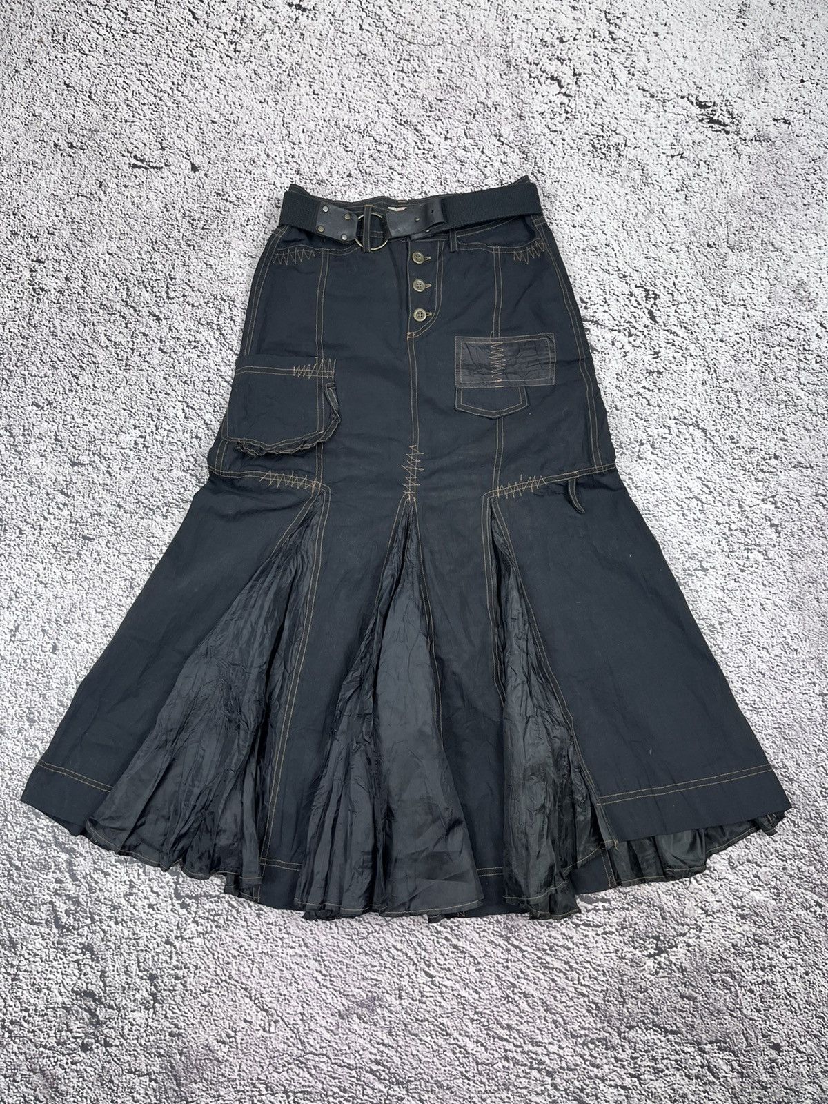 Japanese Brand VTG Cyber Y2K Patchwork Maxi Skirt Goth Grunge Avant-Garde Size 25" / US 0 / IT 36 - 1 Thumbnail