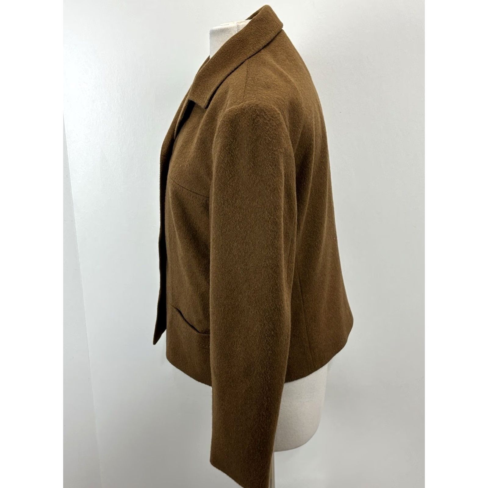 Talbots Talbots Blazer 14 Women's Brown Camel Hair Button Mandarin Collar Italian Vintage Boxy Old Money Career Jacket Size XL / US 12-14 / IT 48-50 - 2 Thumbnail