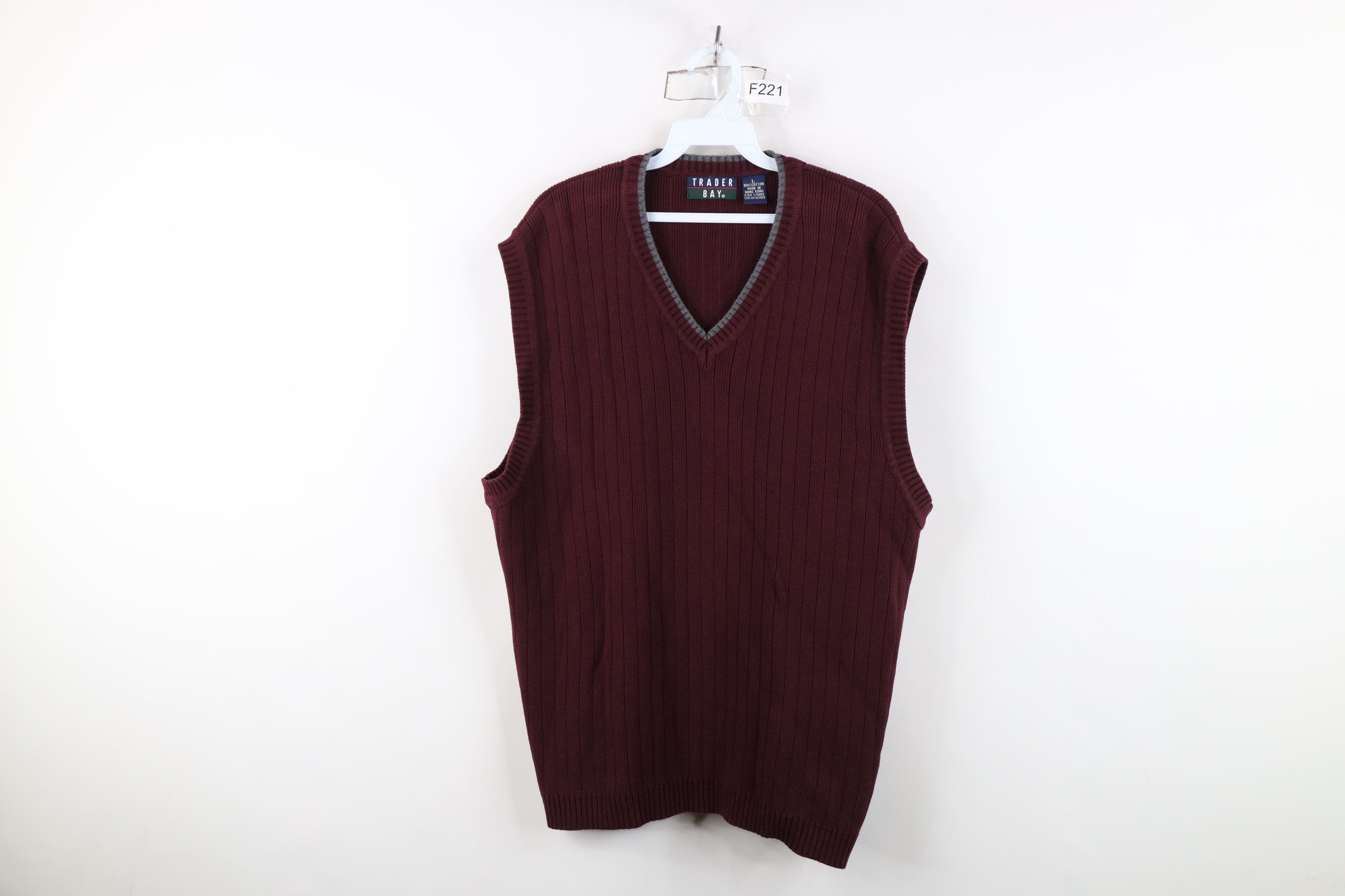 Vintage Vintage 90s Streetwear Blank Cotton Ribbed Knit Sweater Vest Size US L / EU 52-54 / 3 - 1 Thumbnail