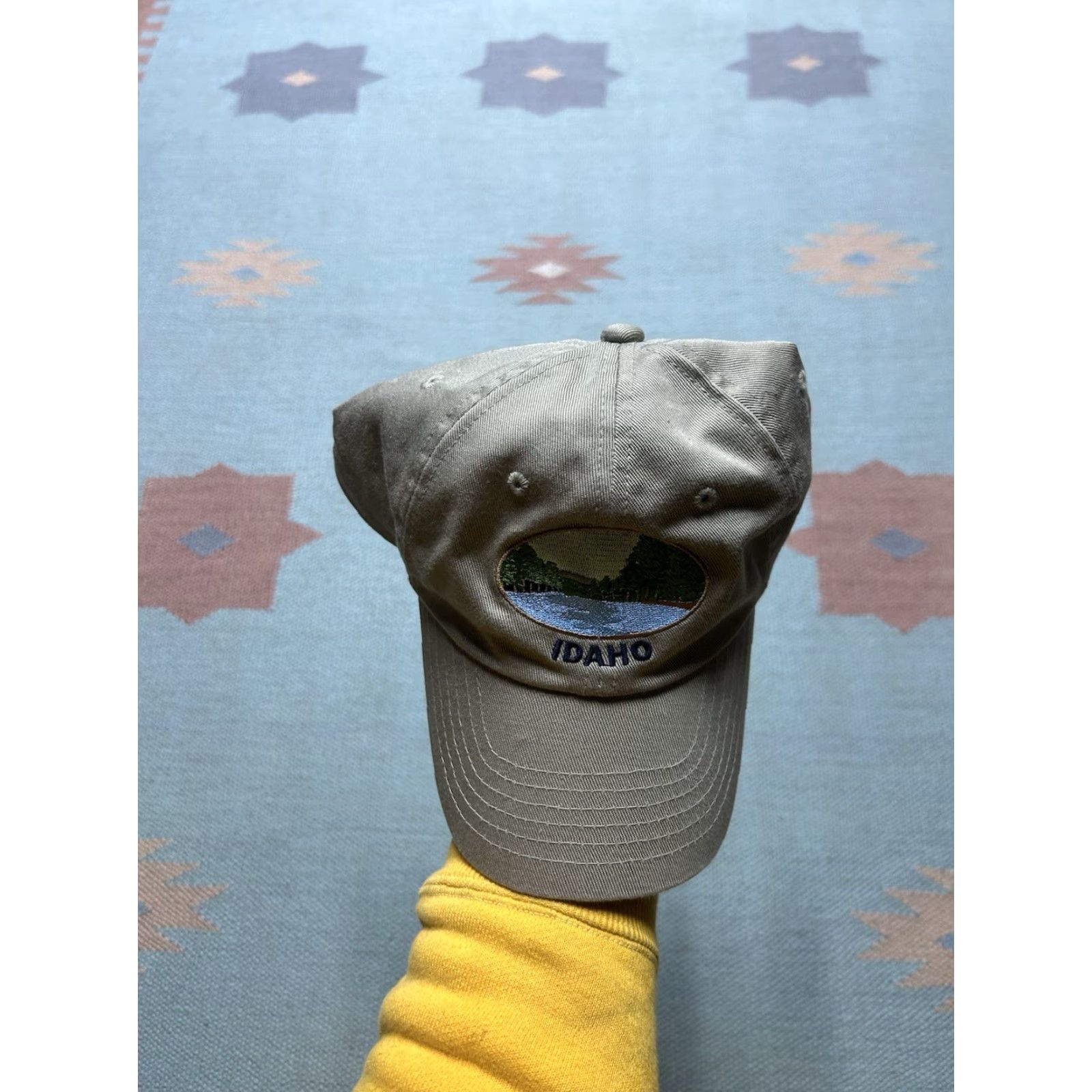 Vintage VINTAGE strapback hat cap Idaho river nature embroidered beige tan adjustable Size ONE SIZE - 3 Thumbnail