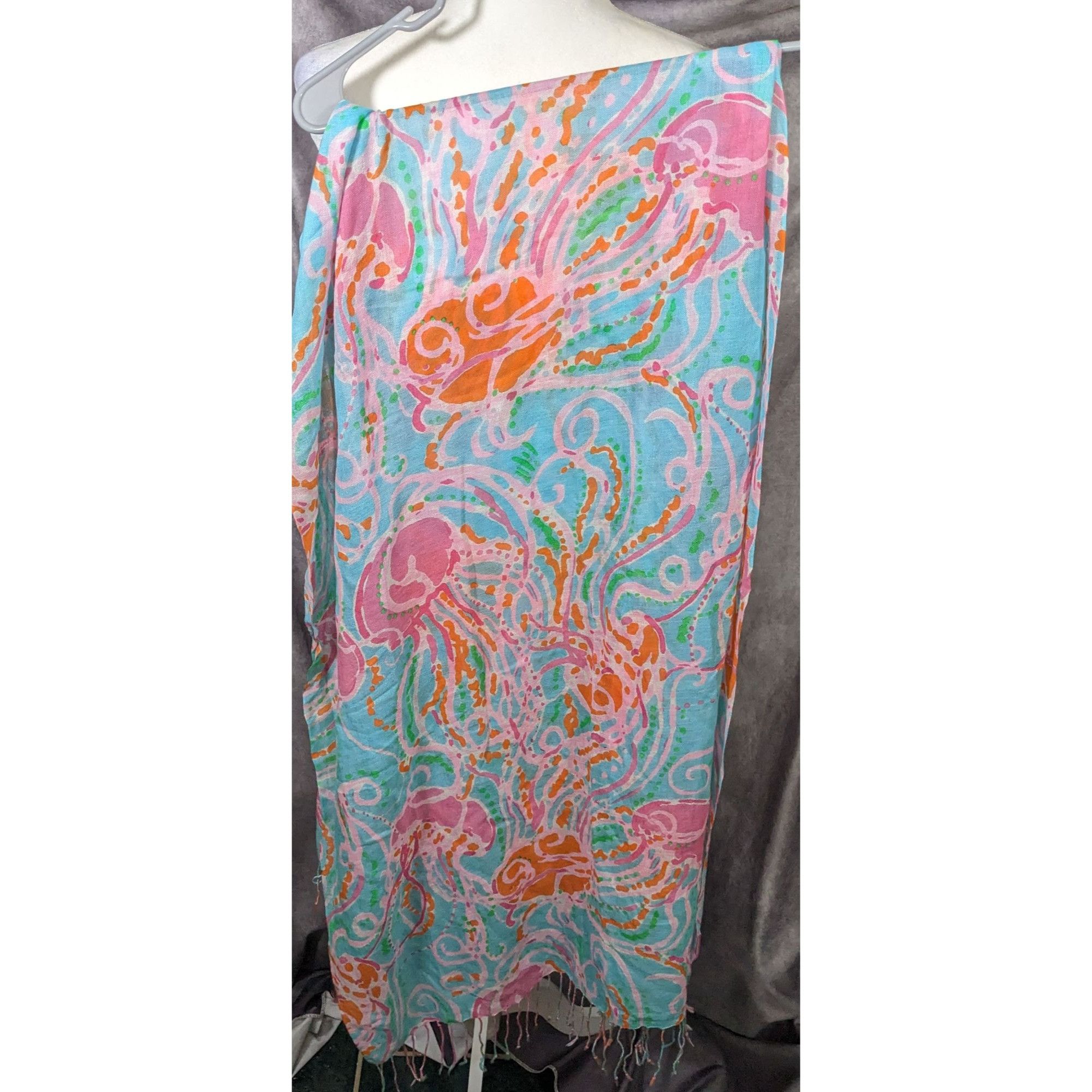 Lilly Pulitzer Lilly Pulitzer Jellies Pink Blue And Orange Jellyfish Scarf Size ONE SIZE - 9 Thumbnail