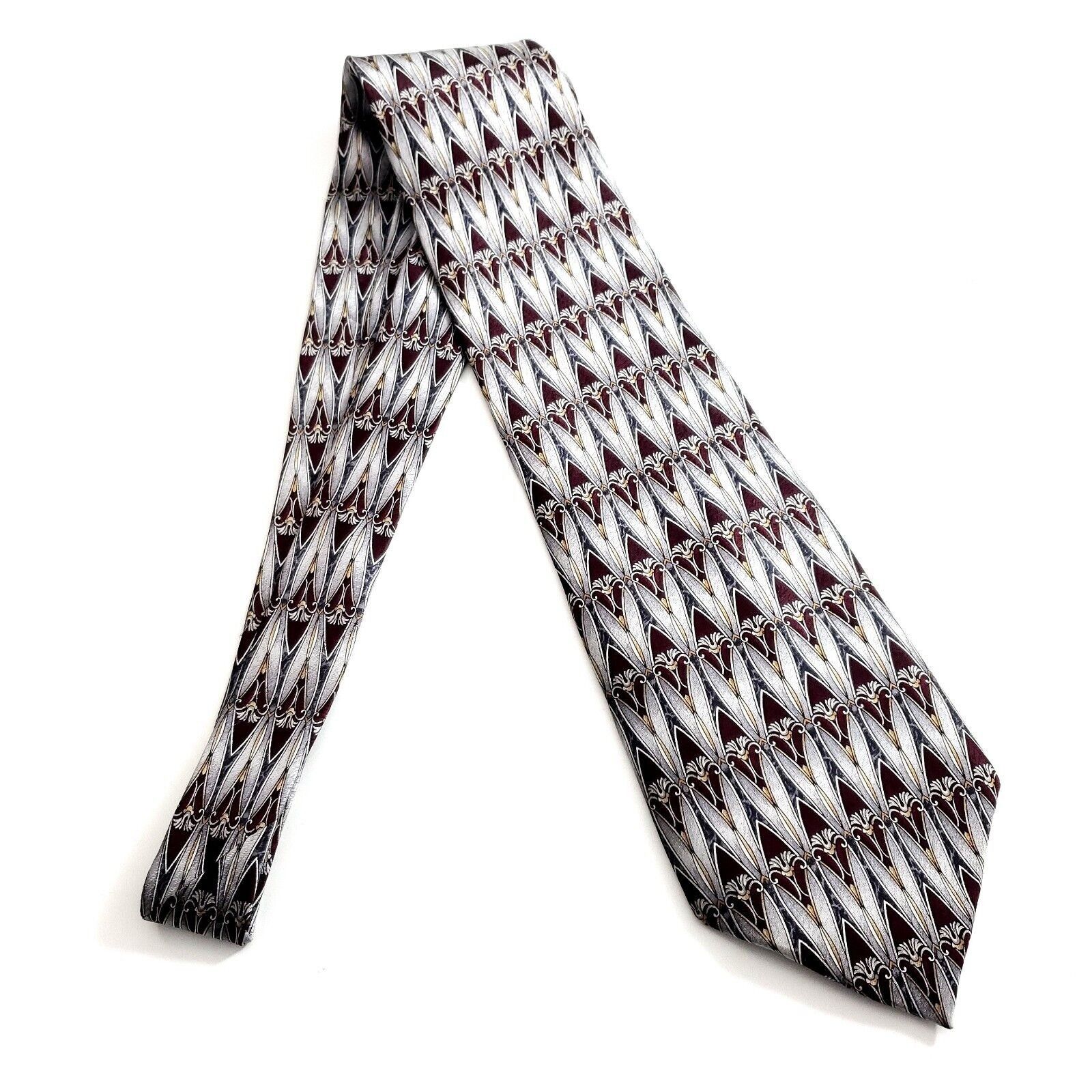 Stafford Stafford Executive Collection Gray Maroon Red Wide Silk Tie Size ONE SIZE - 6 Thumbnail