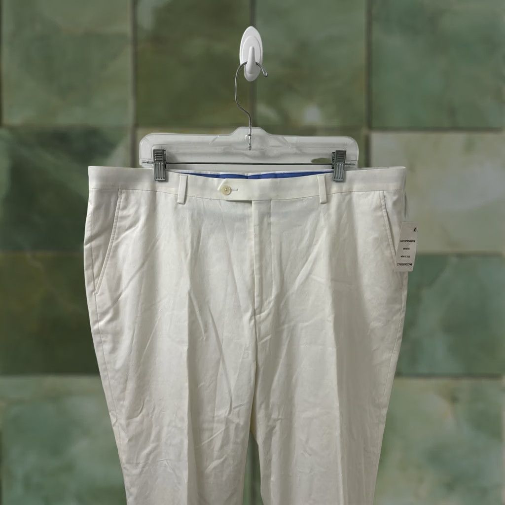Tommy Hilfiger Tommy Hilfiger Dress Mens 40 White Pants 40x27 YKK Cuffed Cotton Stretch NWT Size US 40 / EU 56 - 1 Thumbnail
