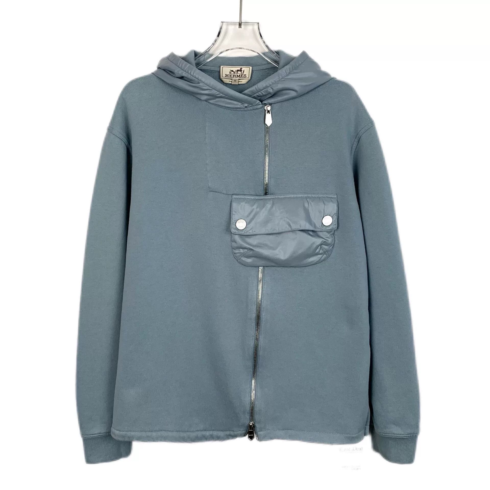 Hermes light blue cotton hooded sweatshirt Size US M / EU 48-50 / 2 - 1 Thumbnail