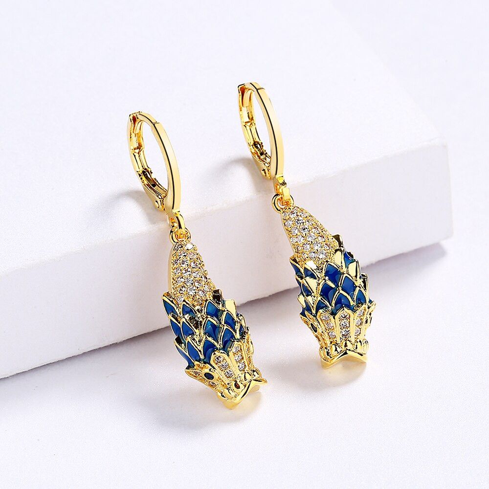 Jewelry Unique Golden Flower Enamel Earrings Size ONE SIZE - 4 Thumbnail