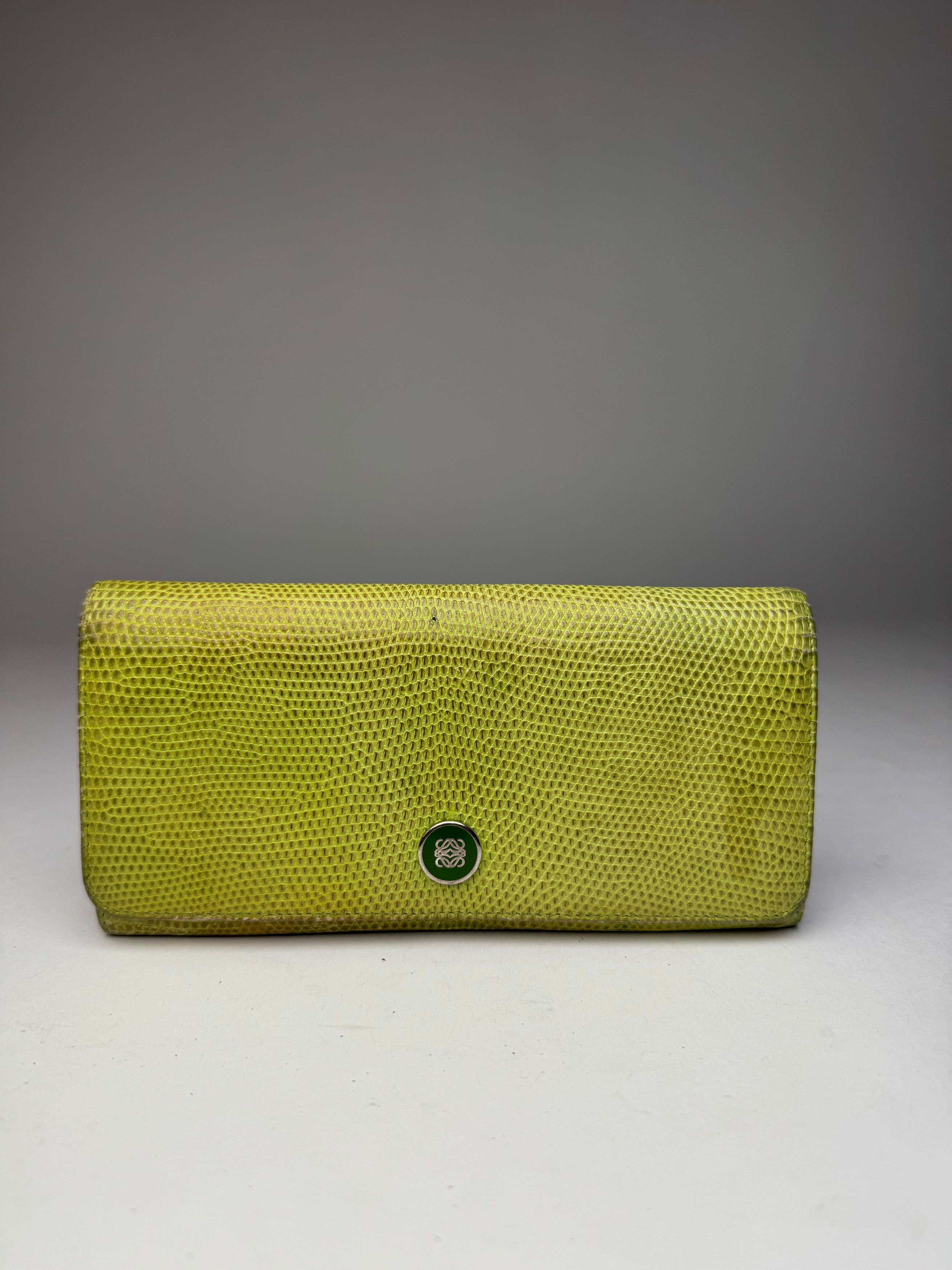 Loewe Vintage Madrid Snake Emblossed Leather Wallet Green Size ONE SIZE - 1 Thumbnail