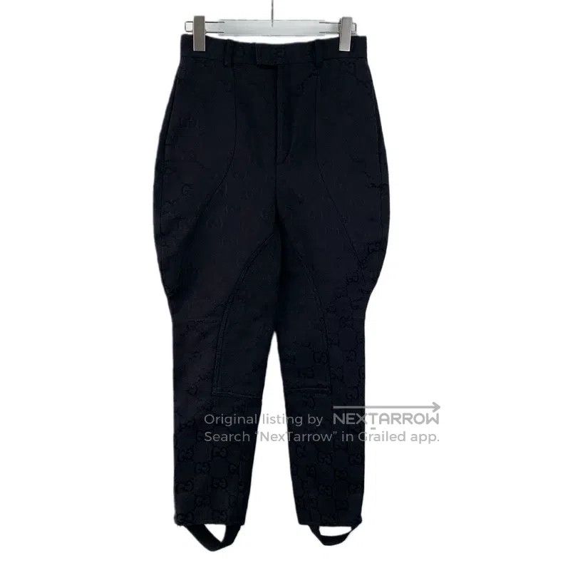 Gucci Gucci Black logo jacquard full print cotton tread equestri Size 25" / US 0 / IT 36 - 1 Thumbnail