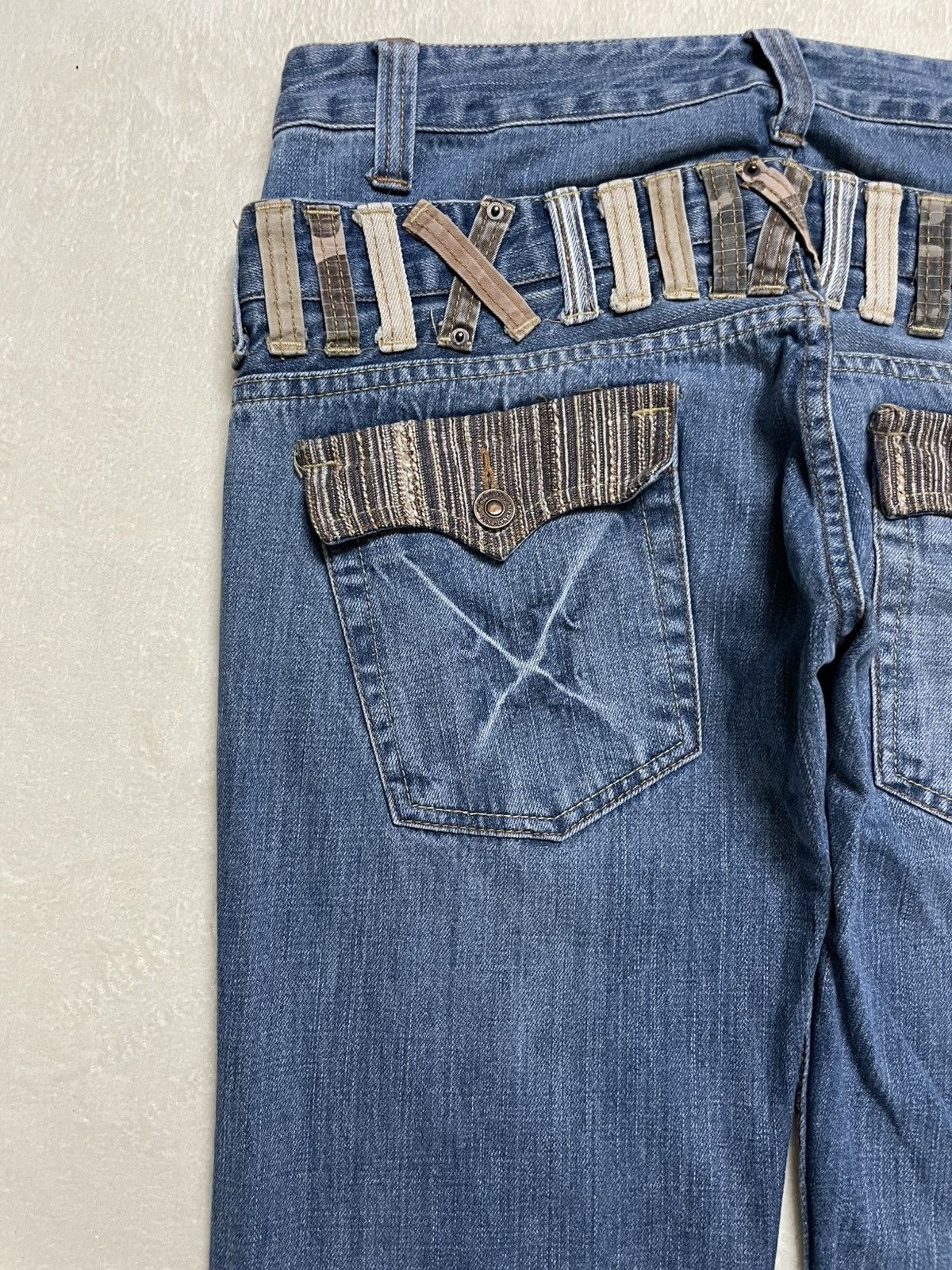 Japanese Brand Vintage Dominate Double Waist Mudwash Denim Jaens Size US 35 - 15 Thumbnail