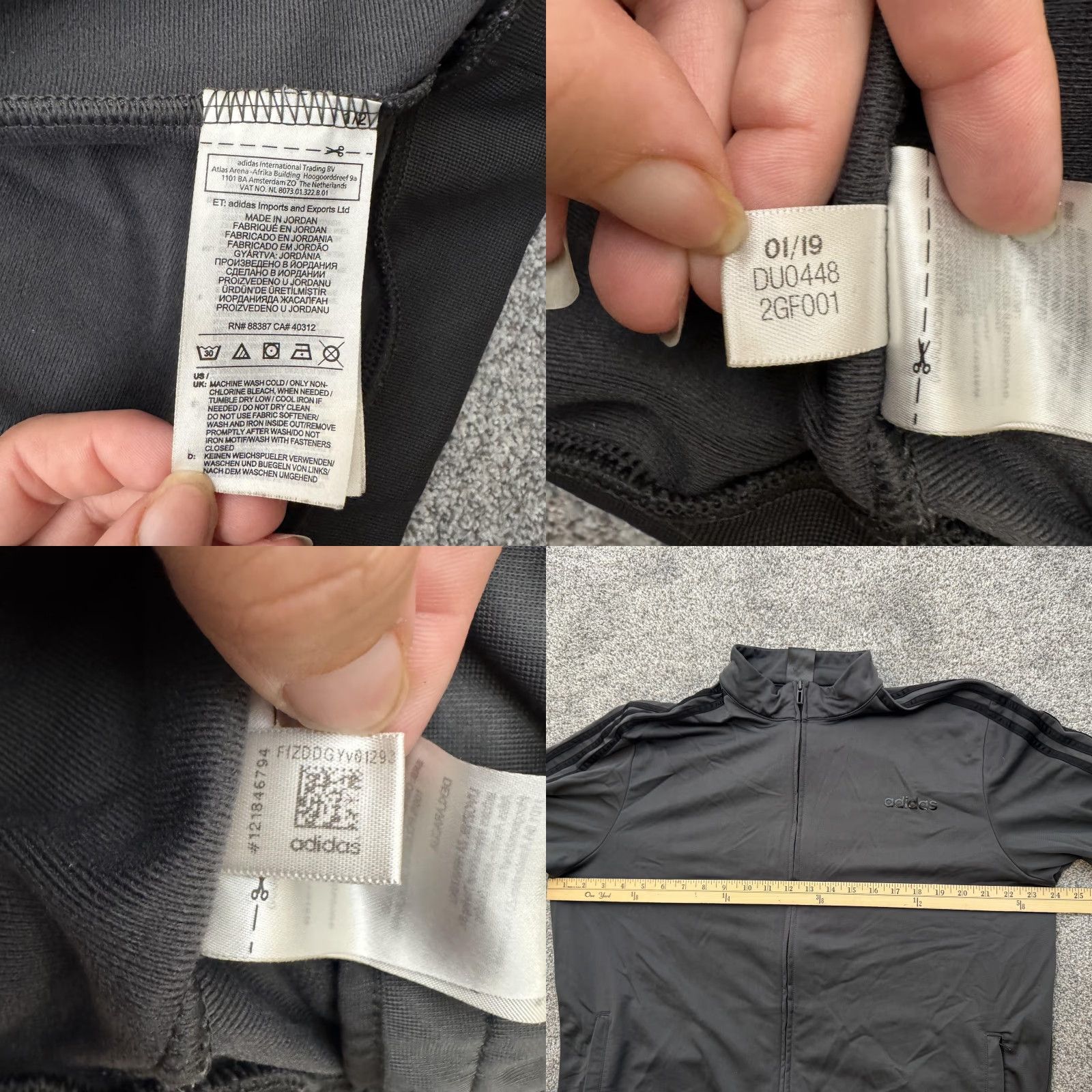 Adidas Adidas Track Jacket Mens XL Gray Full Zip Three Stripe Pockets DU0448 2019 Size US XL / EU 56 / 4 - 8 Thumbnail