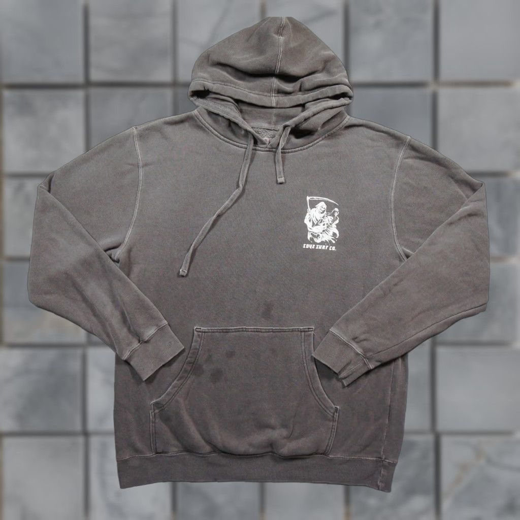CO VINTAGE Cove Surf Co Sweatshirt Mens Large Gray Hoodie Pullover Grim Reaper Skeleton Size US L / EU 52-54 / 3 - 1 Thumbnail