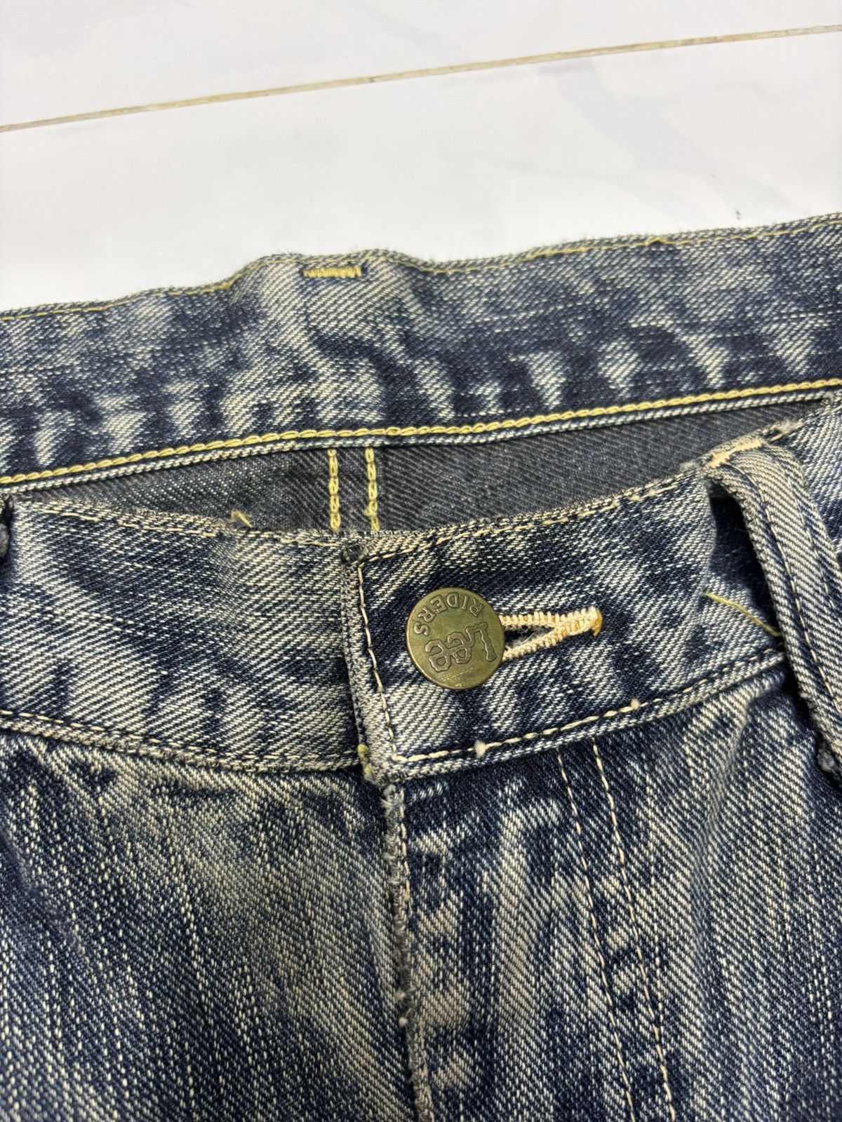 If Six Was Nine × Japanese Brand × Lee 🔥90s Lee Riders Flared Mud Wash Distress Denim Jeans Size US 32 / EU 48 - 11 Thumbnail