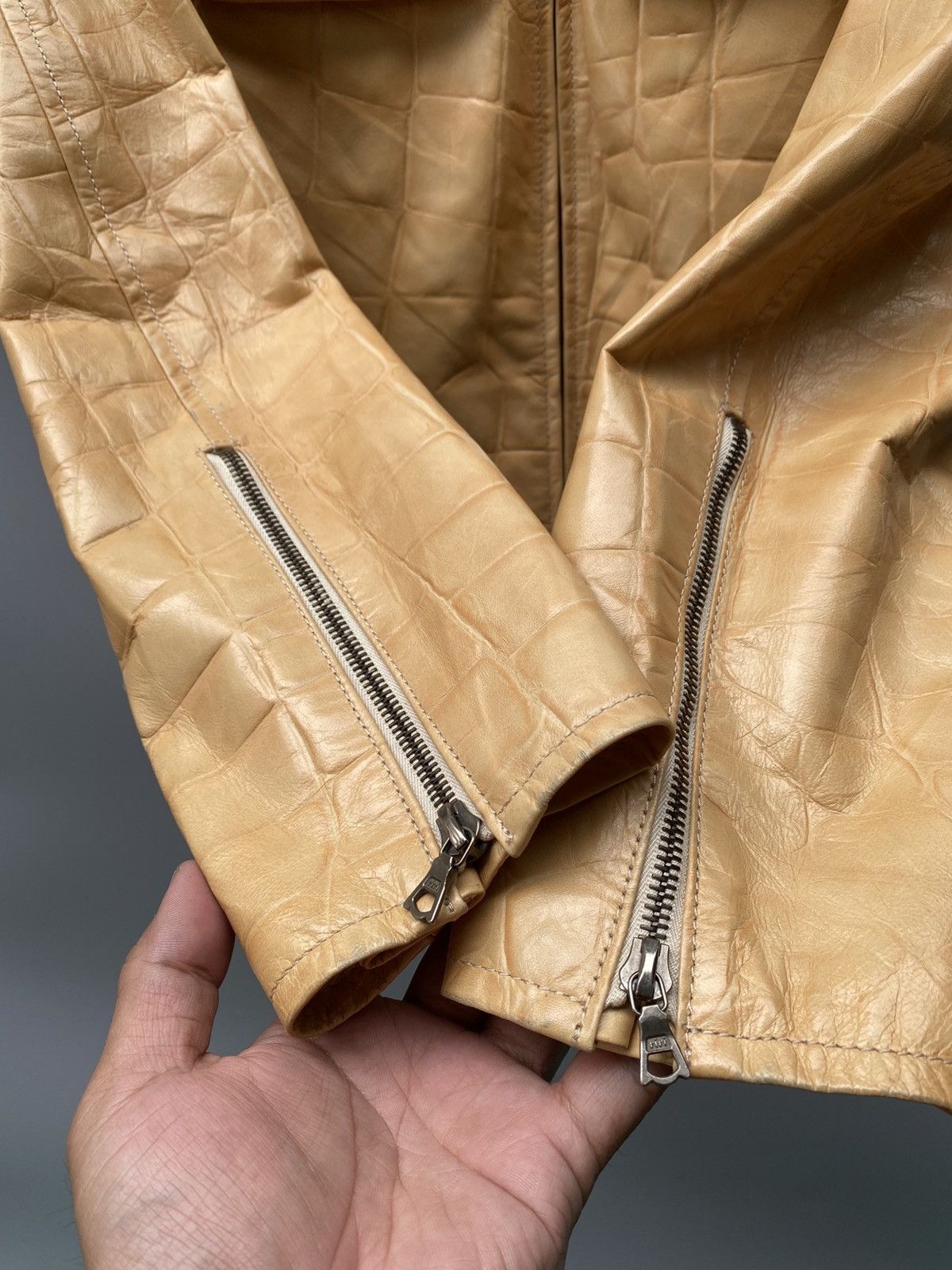 KEITAMARUYAMA 2000s Embossed Croc Effect - Leather Trucker Jacket Size S / US 4 / IT 40 - 12 Thumbnail