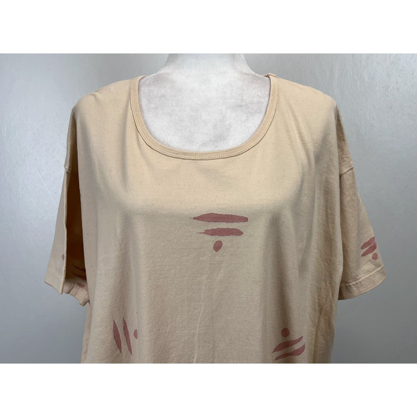 CO Hillfolk. co Tshirt Dress Hand Dyed Womens Artsy Lagenlook Minimalist Tan Peach Pink Cotton One Size Bohemian Size ONE SIZE - 2 Thumbnail