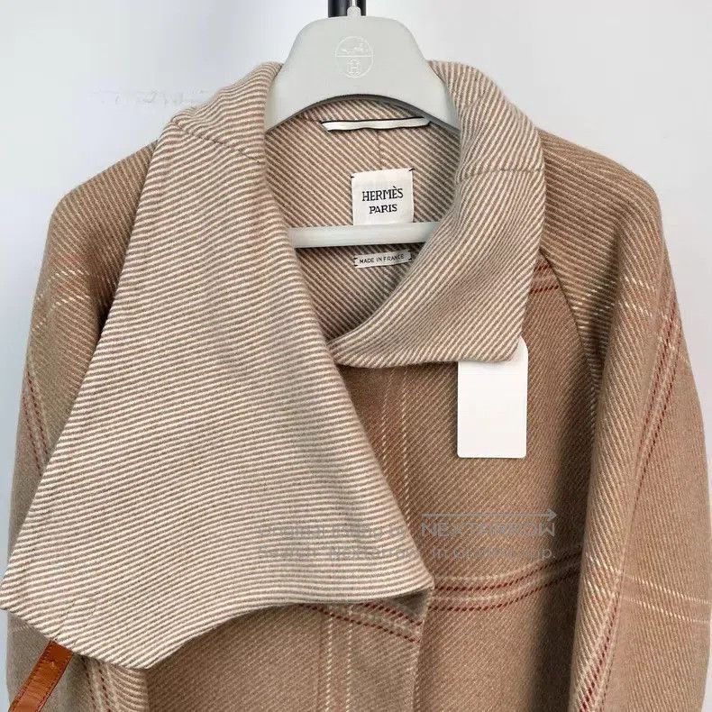 Hermes Hermes Khaki color patchwork tartan pure cashmere coat Size XS / US 0-2 / IT 36-38 - 8 Thumbnail