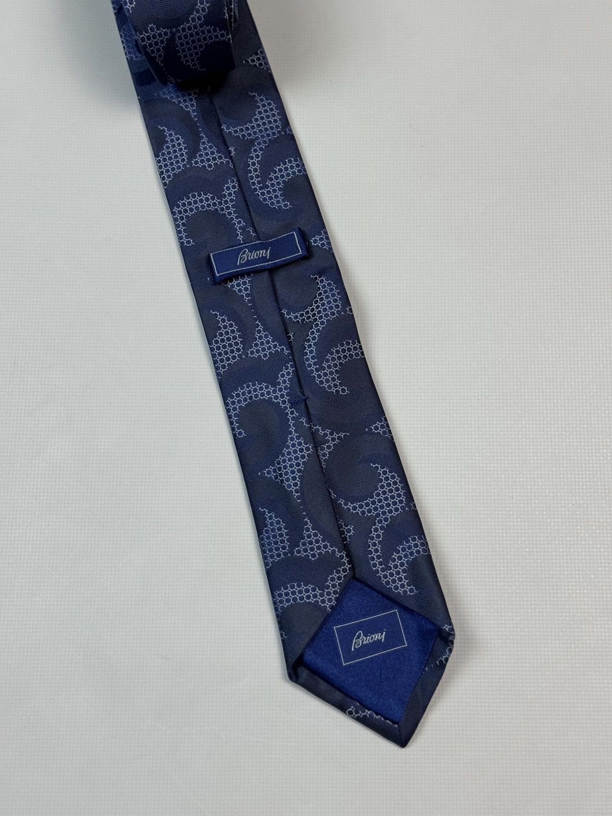 Brioni Brioni Abstract Geometric Pattern Silk Tie Blue Size ONE SIZE - 3 Thumbnail