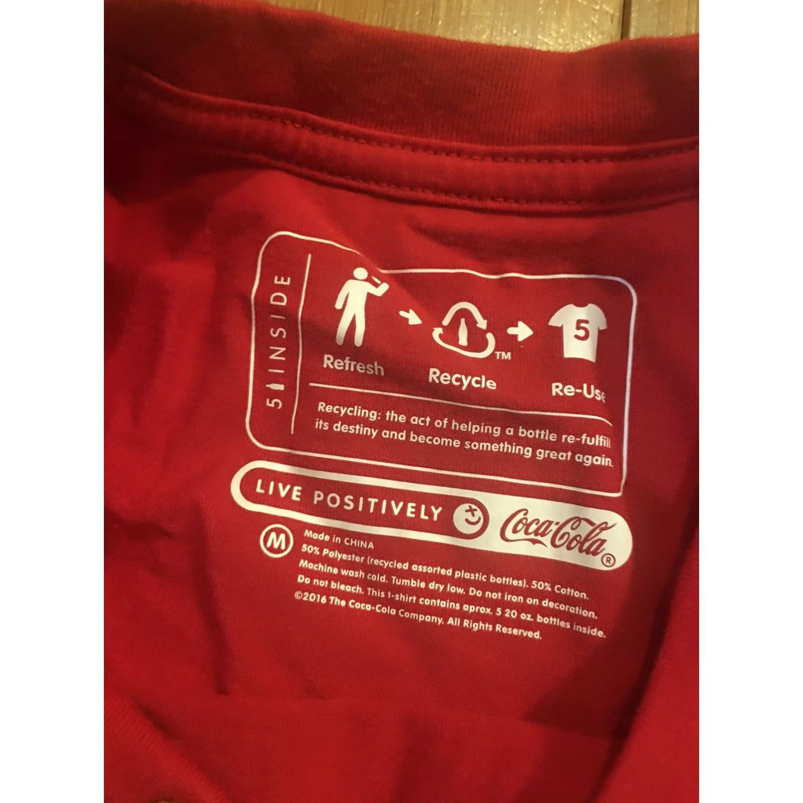 Vintage Coca-Cola T-Shirt Red Logo Earth Recycling Made From Recycled Bottles Men’s Medium Regular Crew Neck Short Sleeve Size US M / EU 48-50 / 2 - 3 Thumbnail